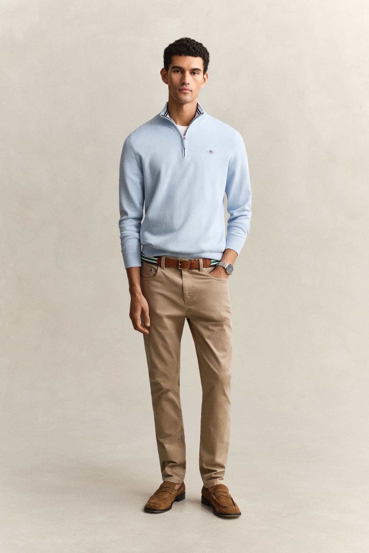 CLASSIC COTTON HALF ZIP FRESH BLUE 3