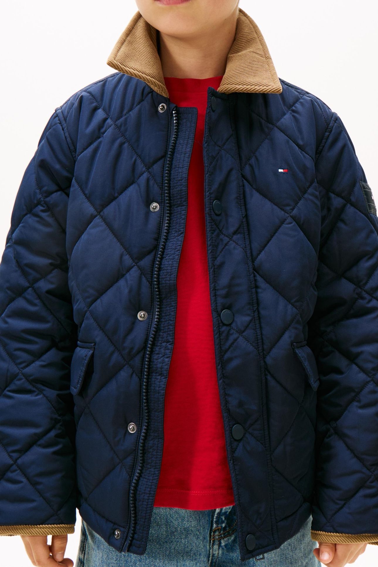 BOYS CONTRAST COLLAR QUILTED DARK NIGHT NAVY 1
