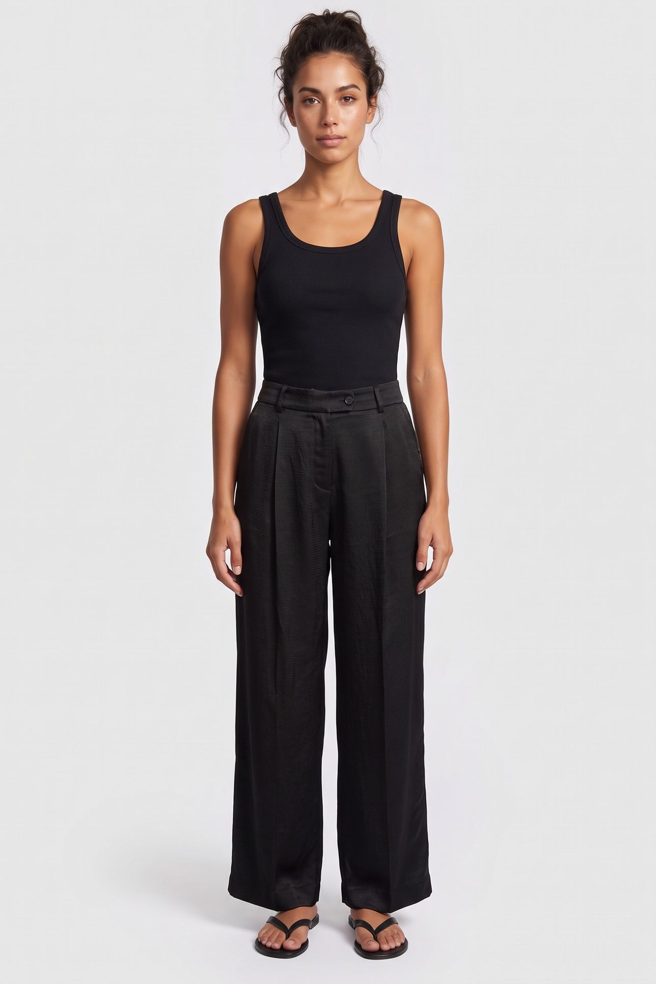 EIJA SLOUCHY SATIN TROUSERS BLACK 1