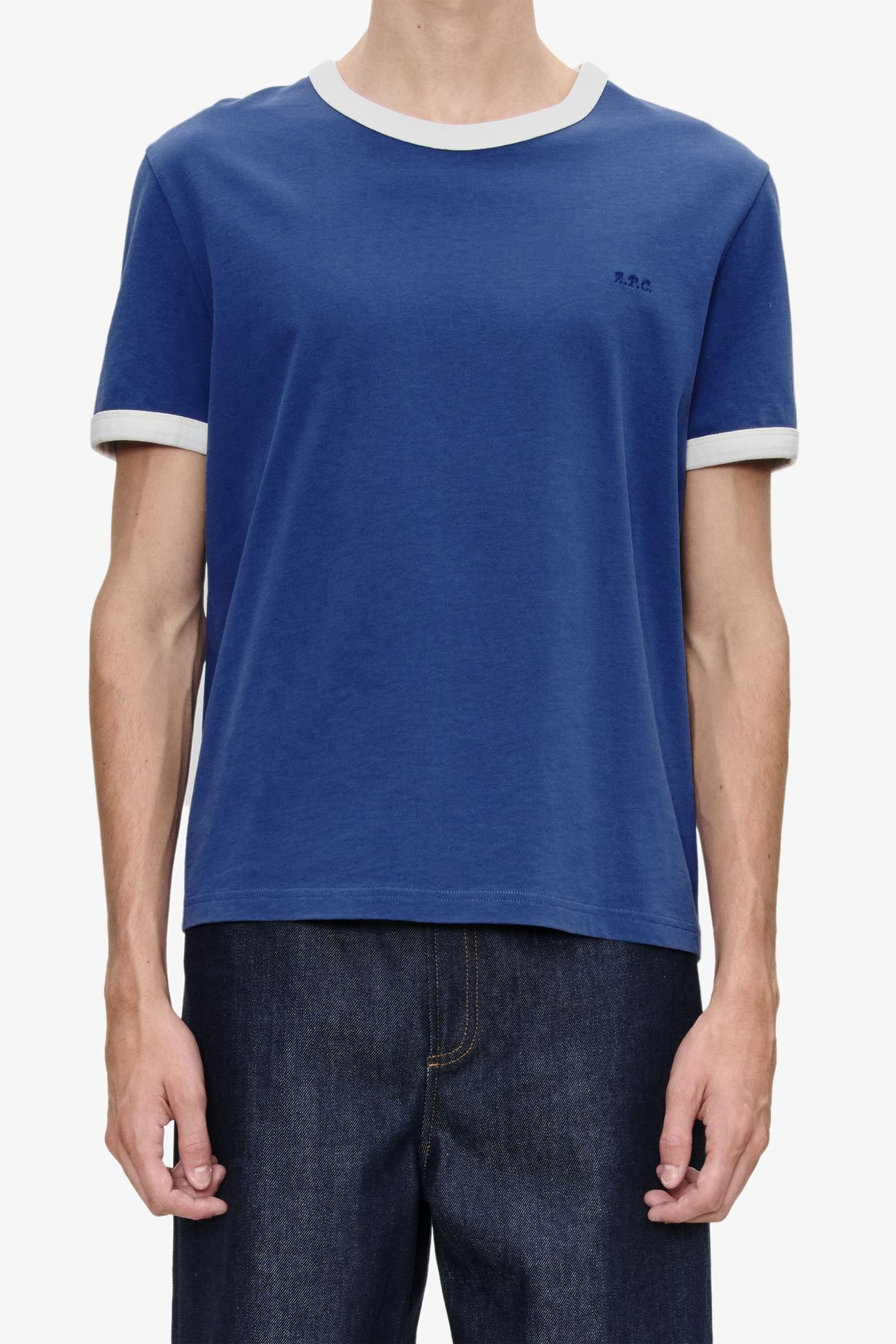 UNISEX T-SHIRT SHORT SLEEVE CONTRAST BLUE 1