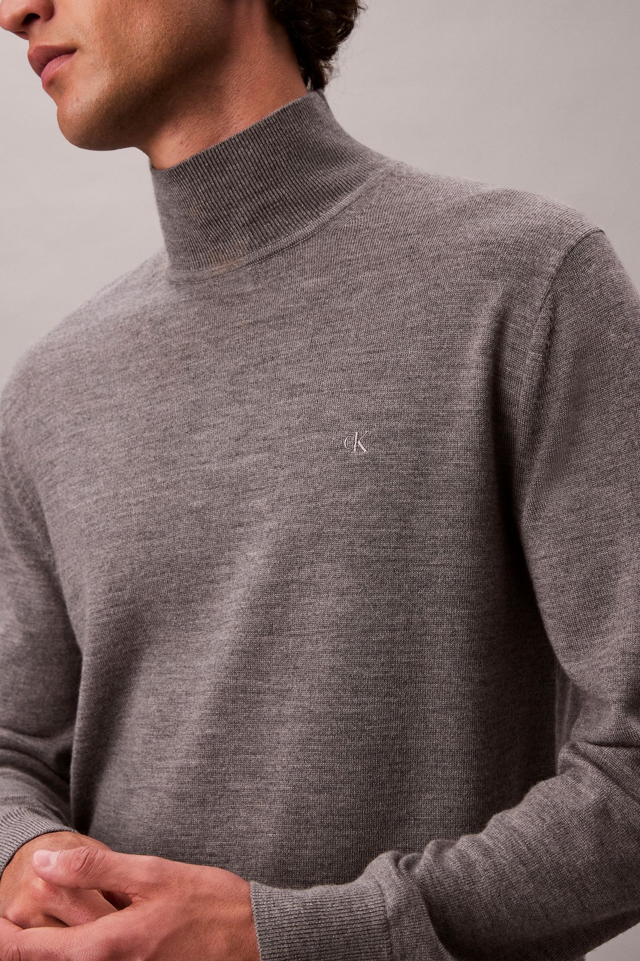 LS MERINO MOCK NECK MEDIUM GREY HEATHER 8