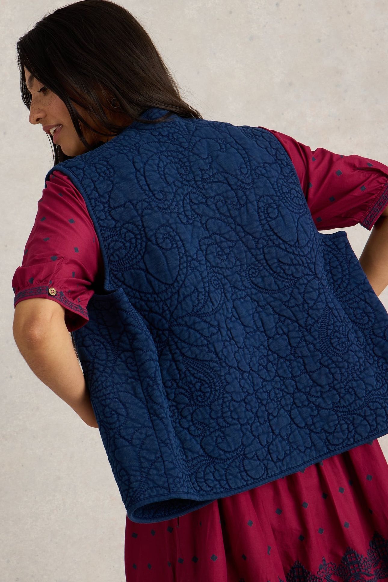 DENNIE EMBROIDERED GILET DENIM MULTI 2