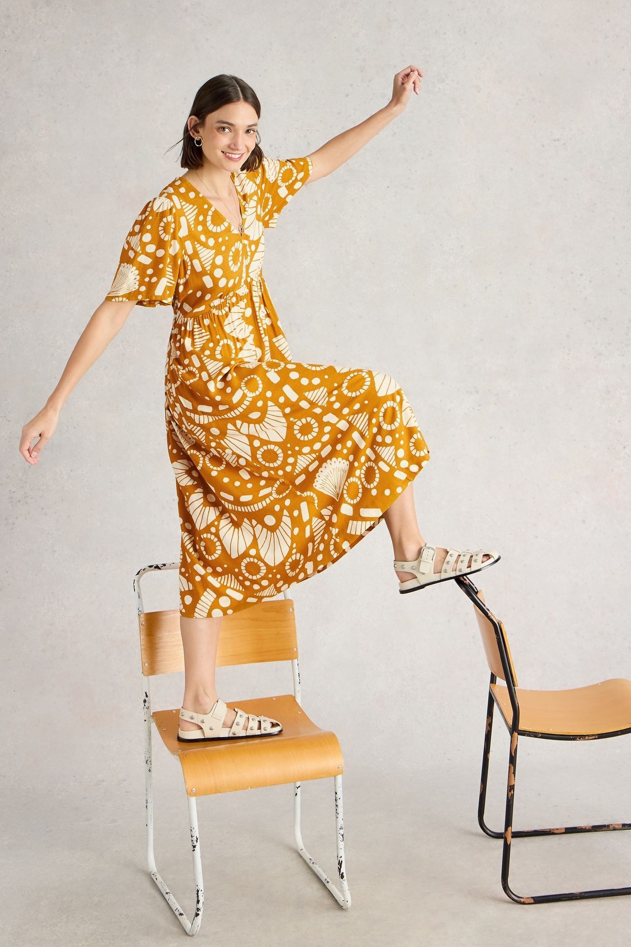 LUCY MIDI DRESS CHARTREUSE PRINT 6