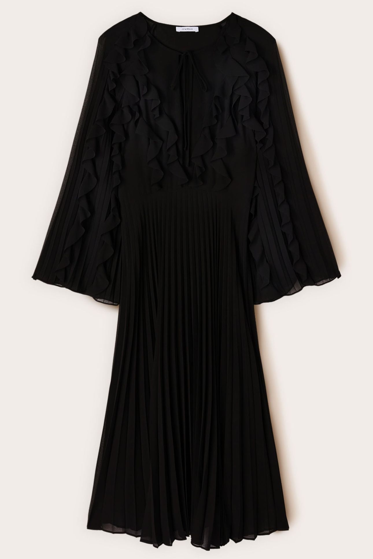 PLEATED GEORGETTE DRESS BLACK 4