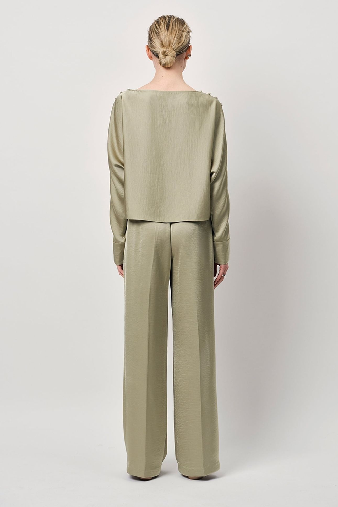 ROCCO SATIN BUTTON DETAIL TOP SUNLIT GRASS 2