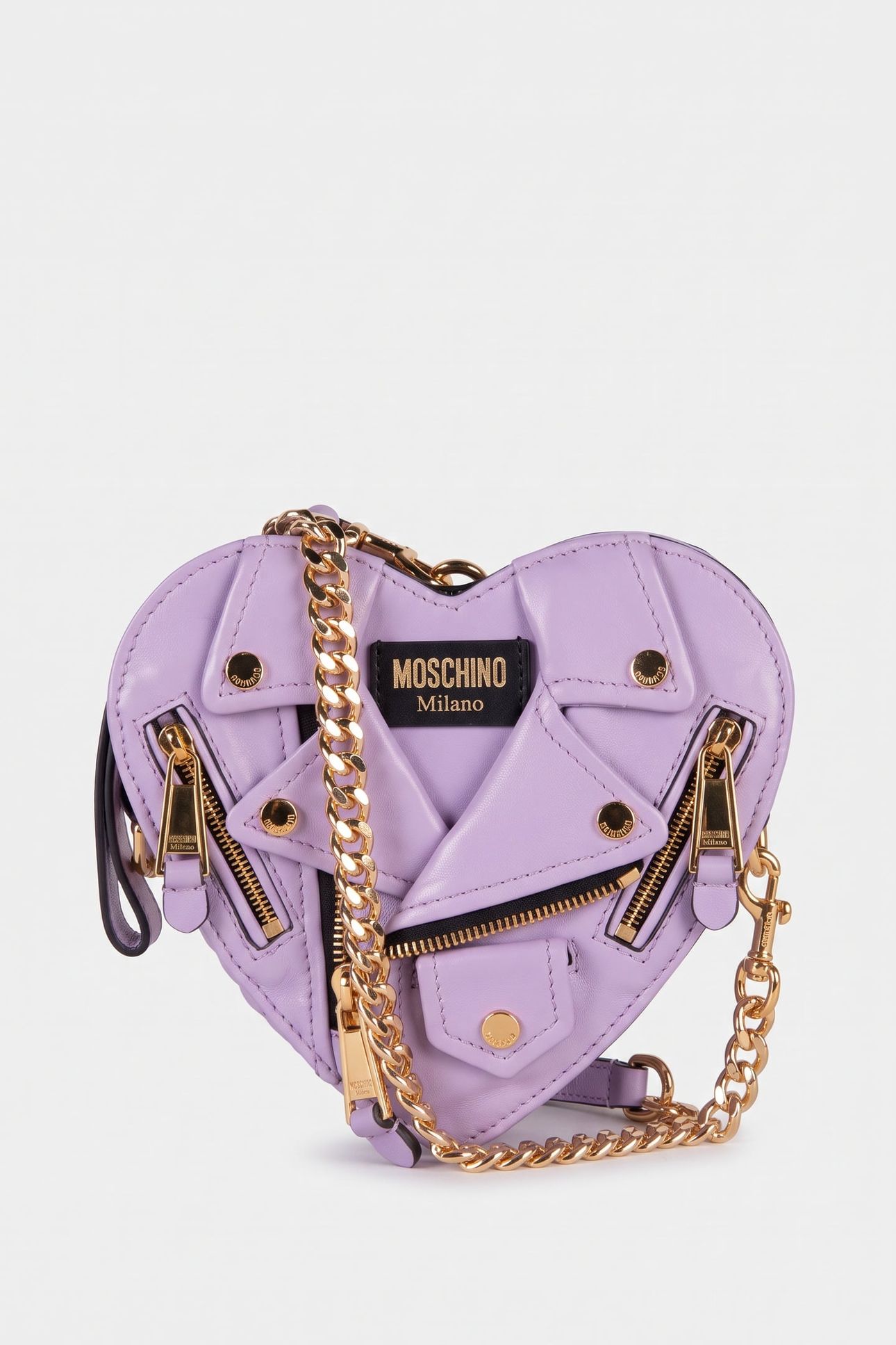 HEART BIKER BAG IN NAPPA LEATHER PURPLE 1