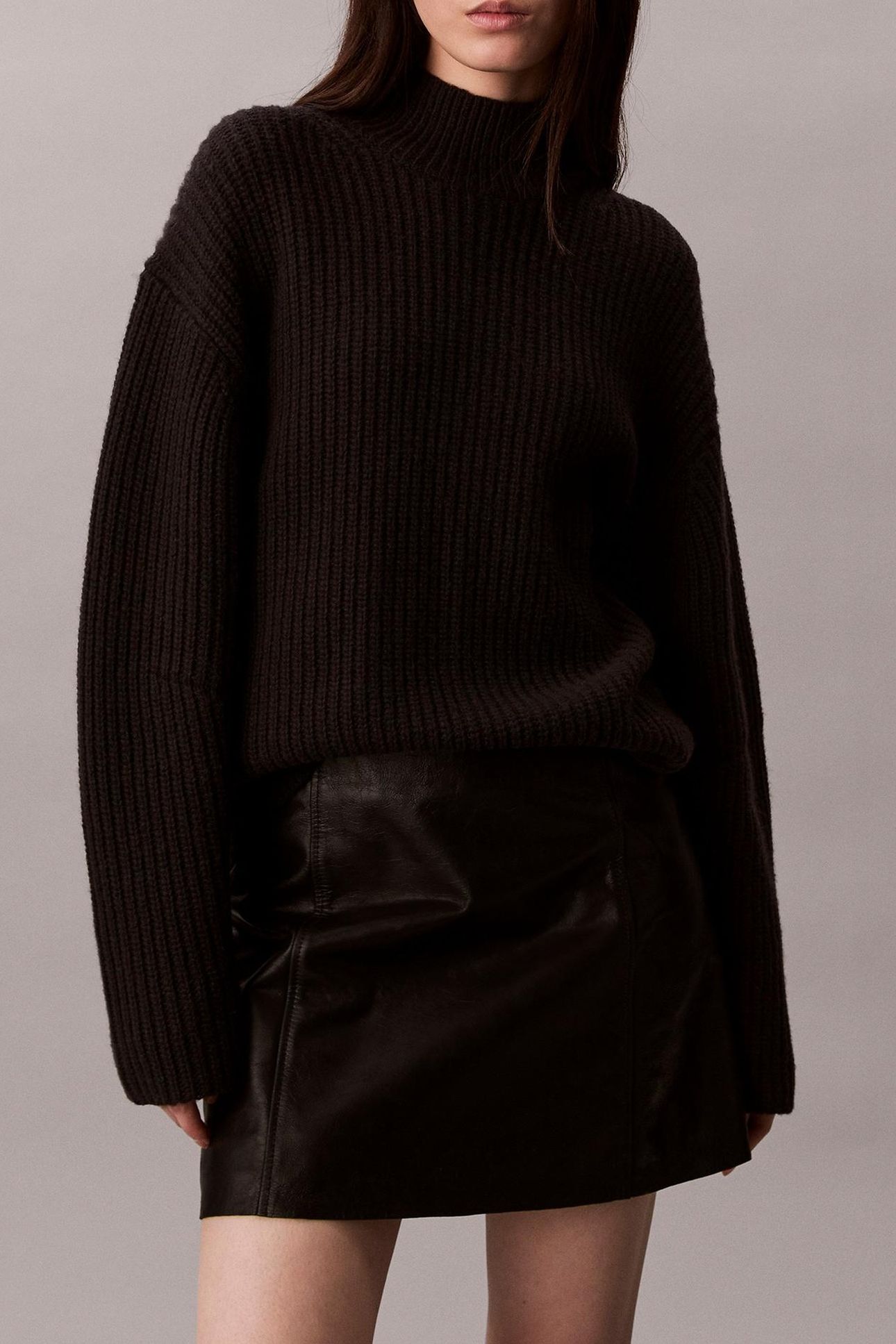 CHUNKY WOOL BLEND SWEATER BLACK 1