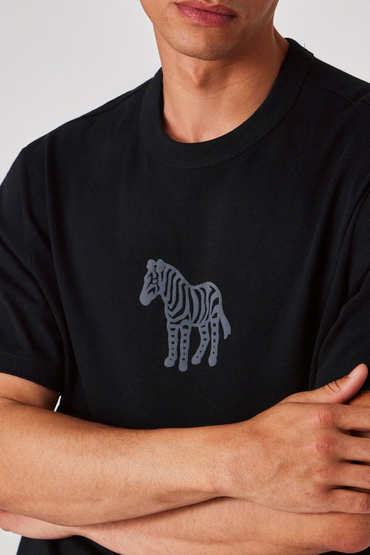MENS REG FIT SS T SHIRT ZEBRA PUFF BLACK 7