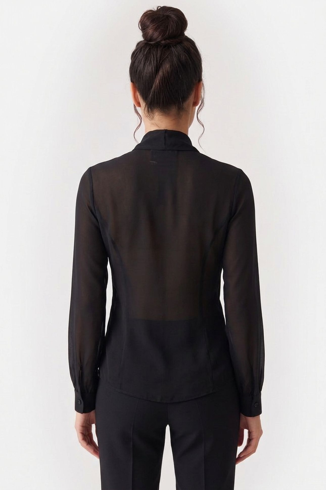 SILK CHARMEUSE SHIRT WITH BOW BLACK 2