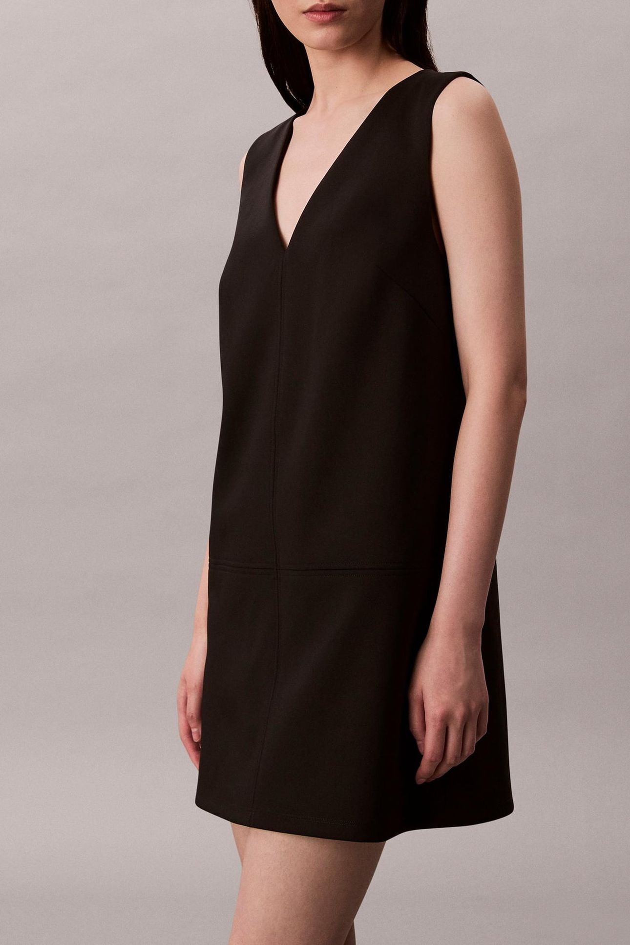 SCUBA V NECK MINI DRESS BLACK 5
