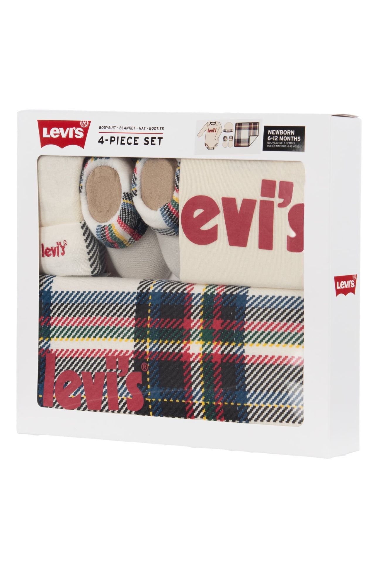 UNISEX LEVIS HOLIDAY 4PC BLANKET SET ANTIQUE WHITE 2