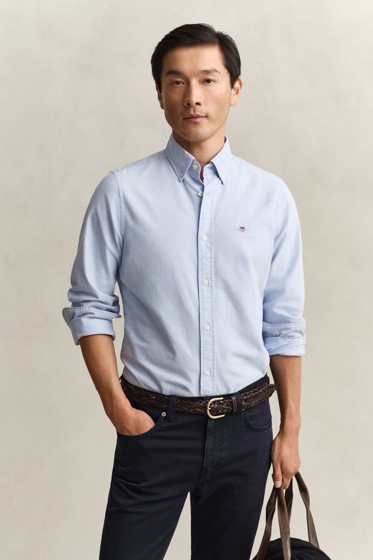 SLIM STRETCH OXFORD SHIRT LIGHT BLUE 1
