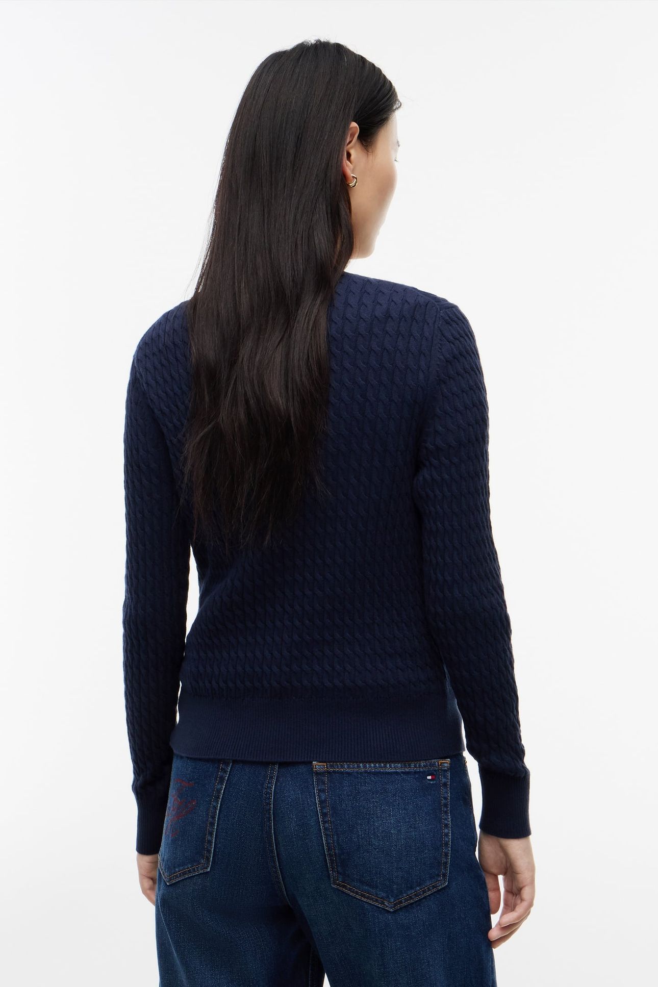 CO CABLE FINE GG V-NECK DARK BLUE 4