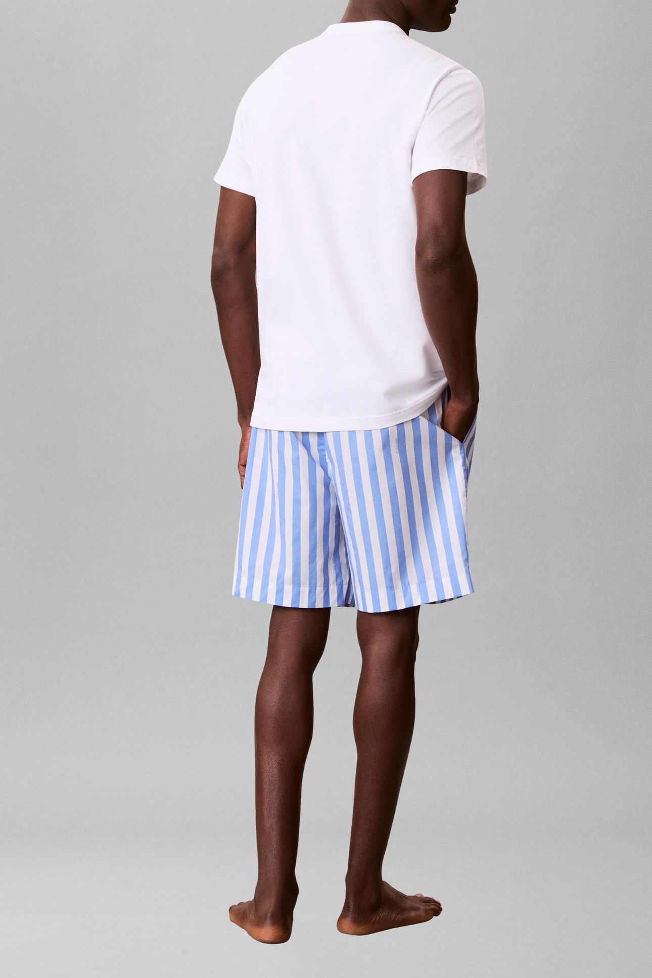 SS POPLIN SHORT SET CLASSIC WHITE TOP/AURORA STRIPE 2