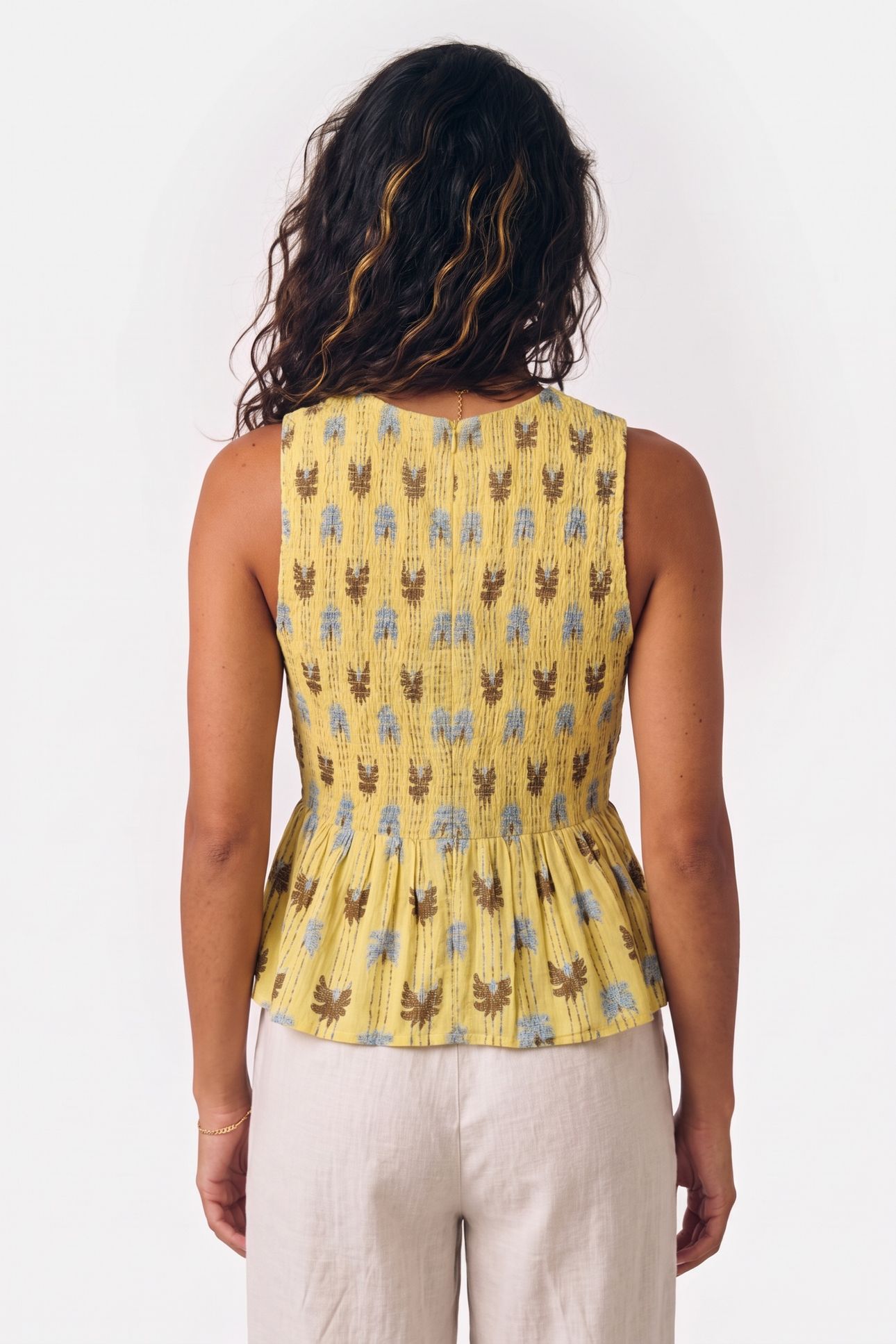PALMERA TOP LIGHT YELLOW PALM PRINT 2