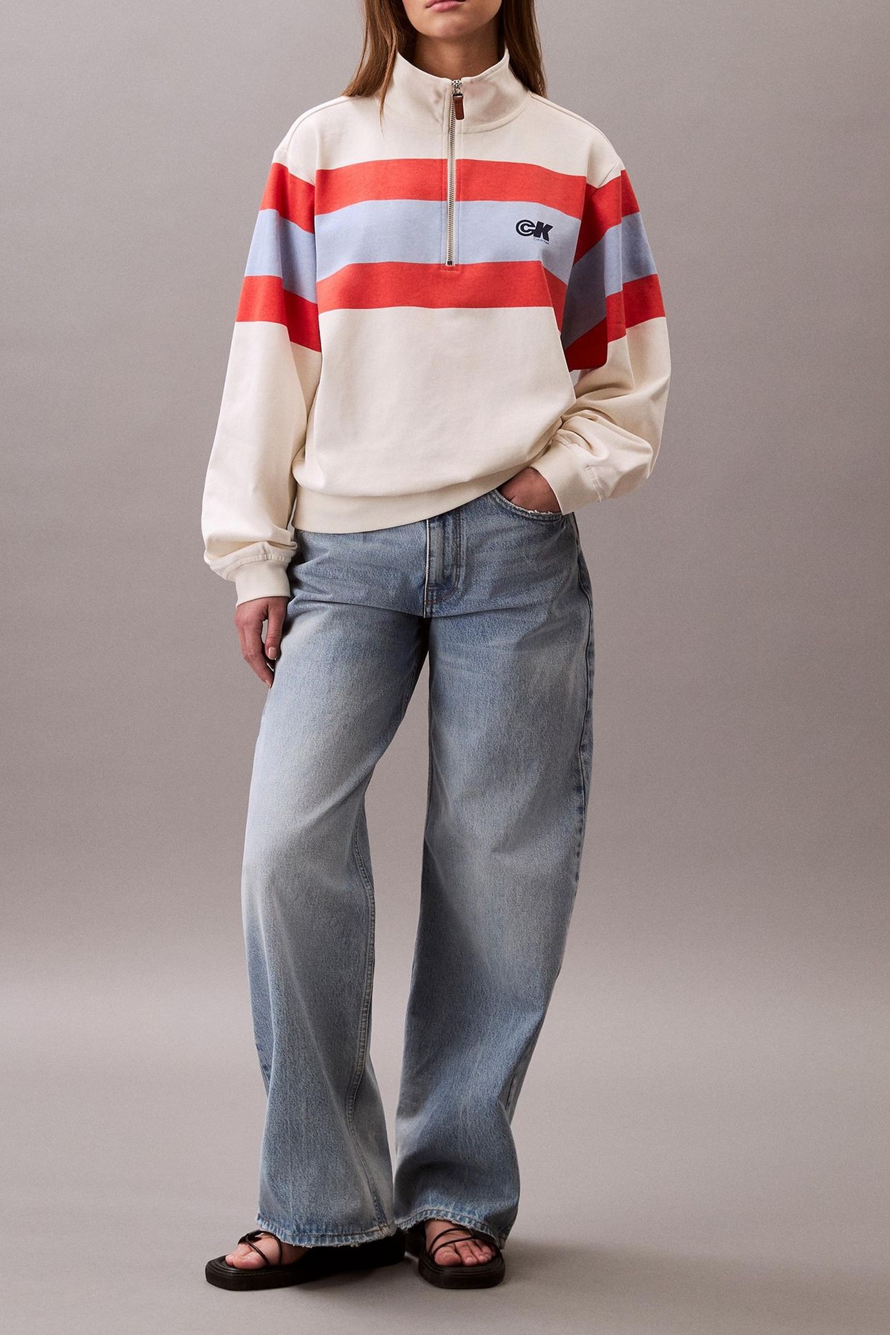 RUGBY JERSEY 1/4 ZIP TOFU COMBO STRIPE 3