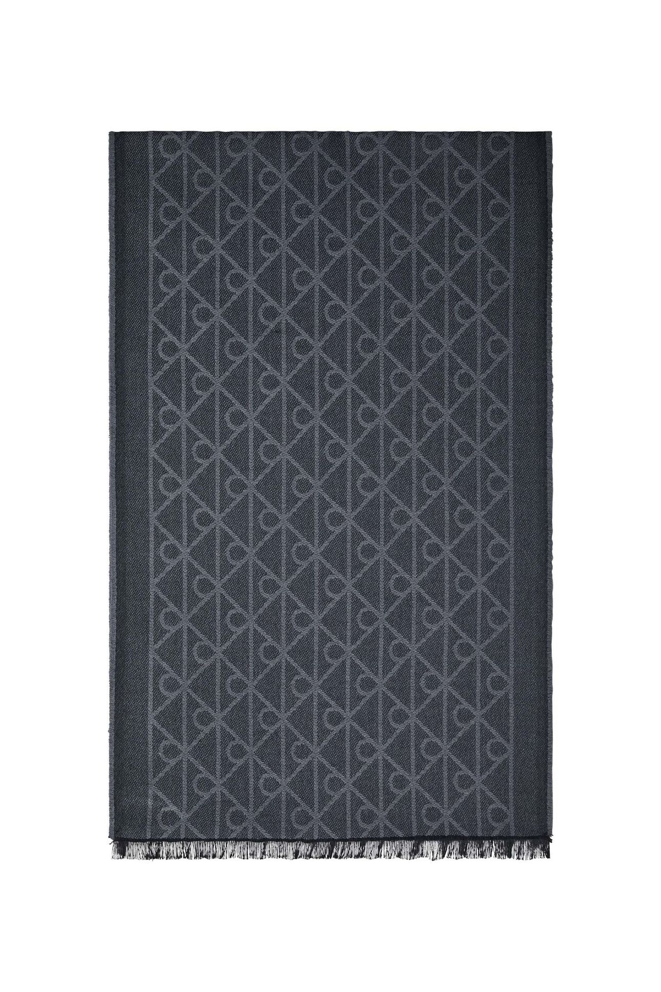 EMBLEM TONAL WOOL SCARF BLACK 1