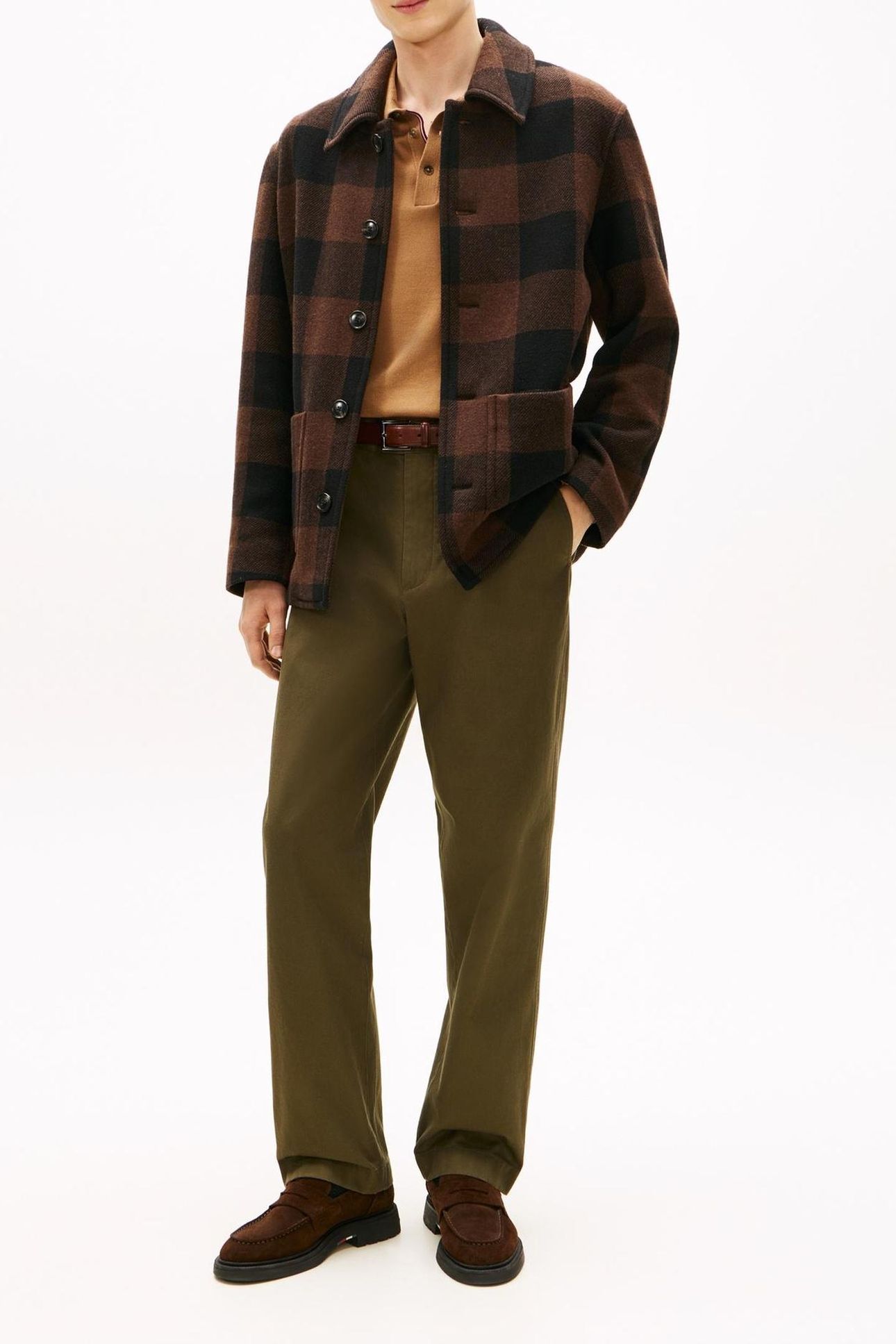 WOOL DBL FACE CHECK BLACK/PURE BROWN 1