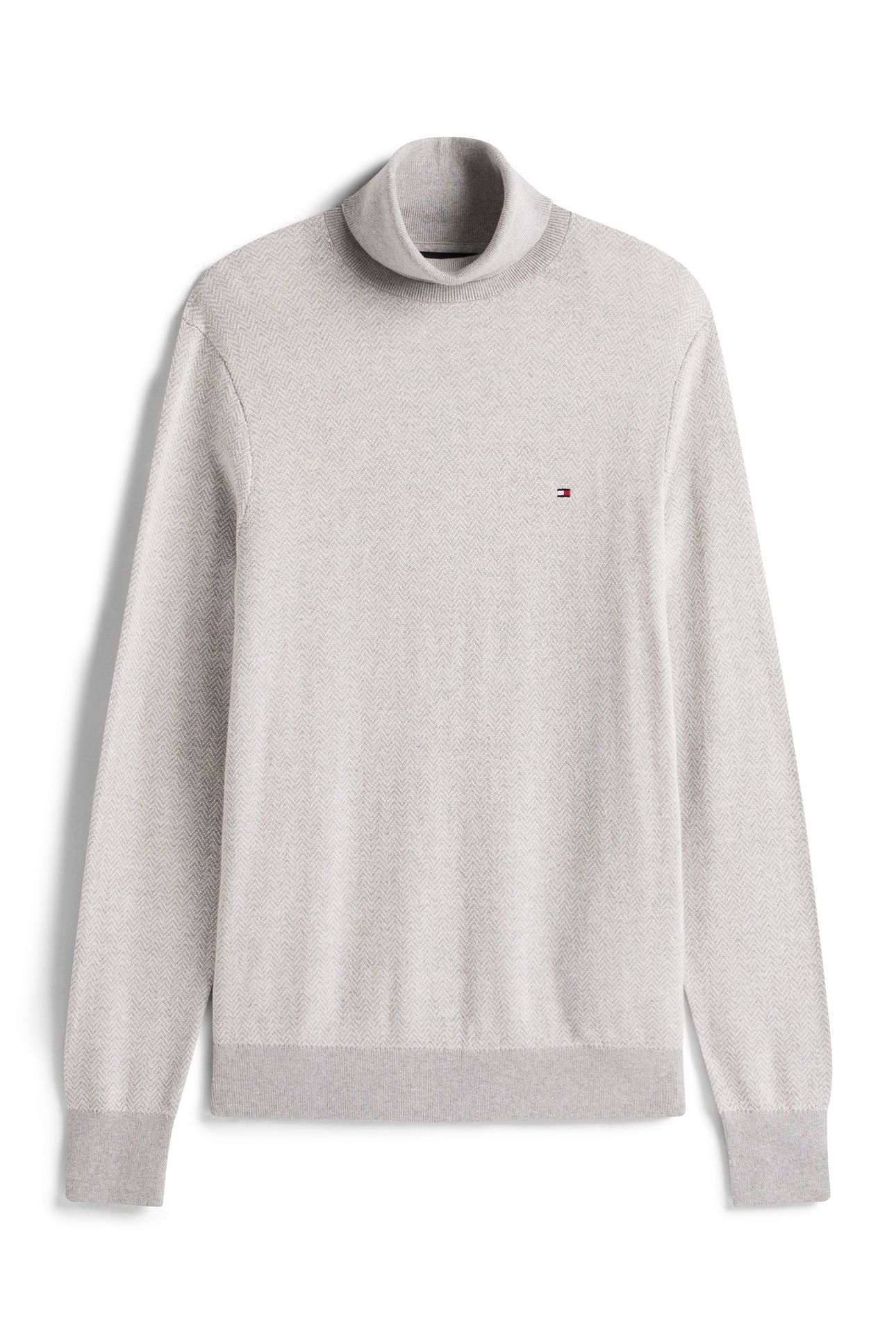 PIMA COTTON CASHMERE HERRINGBONE LIGHT GREY HEATHER/IVORY PE 4