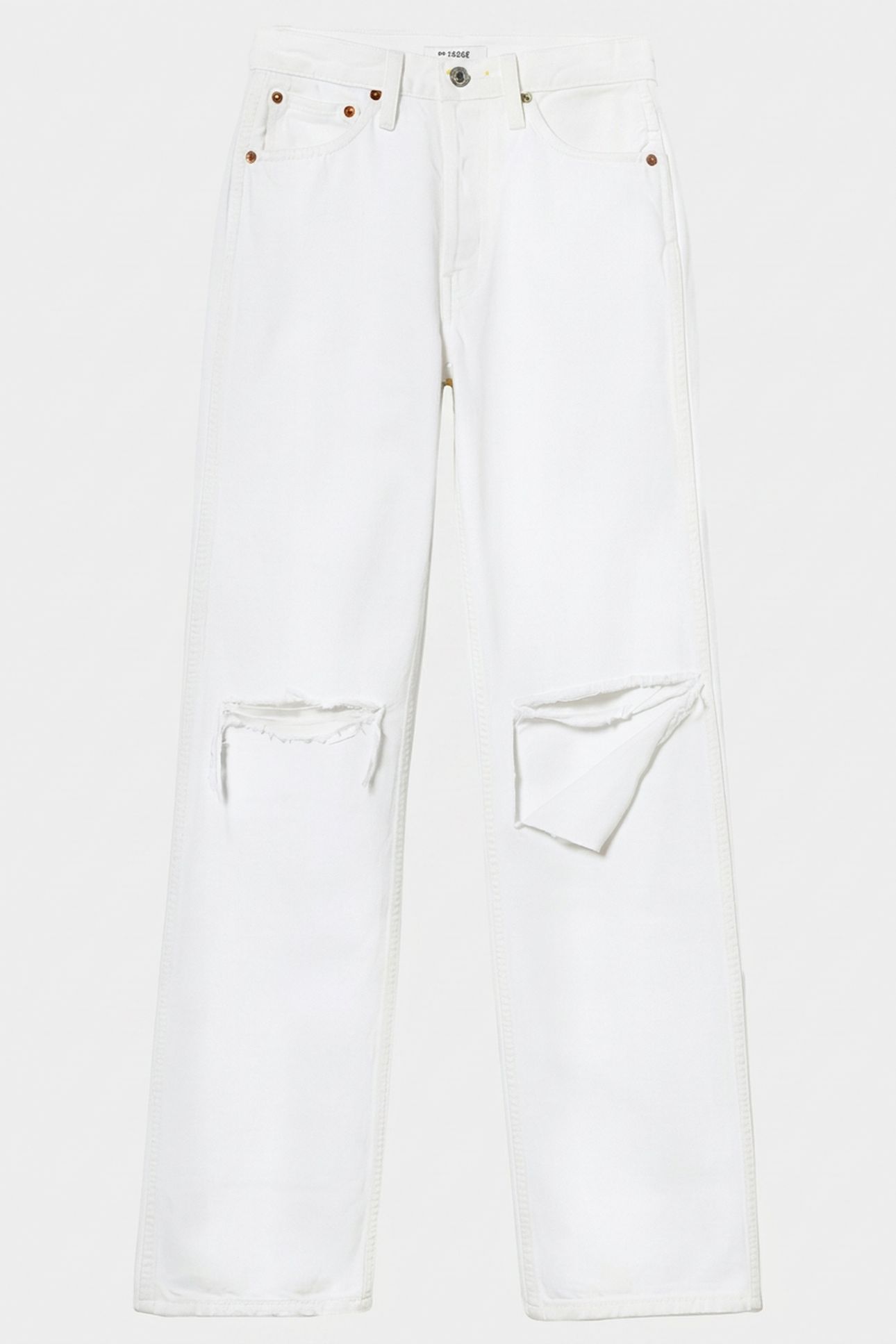 90S HIGH RISE LOOSE WHITE WITH RIPS 5