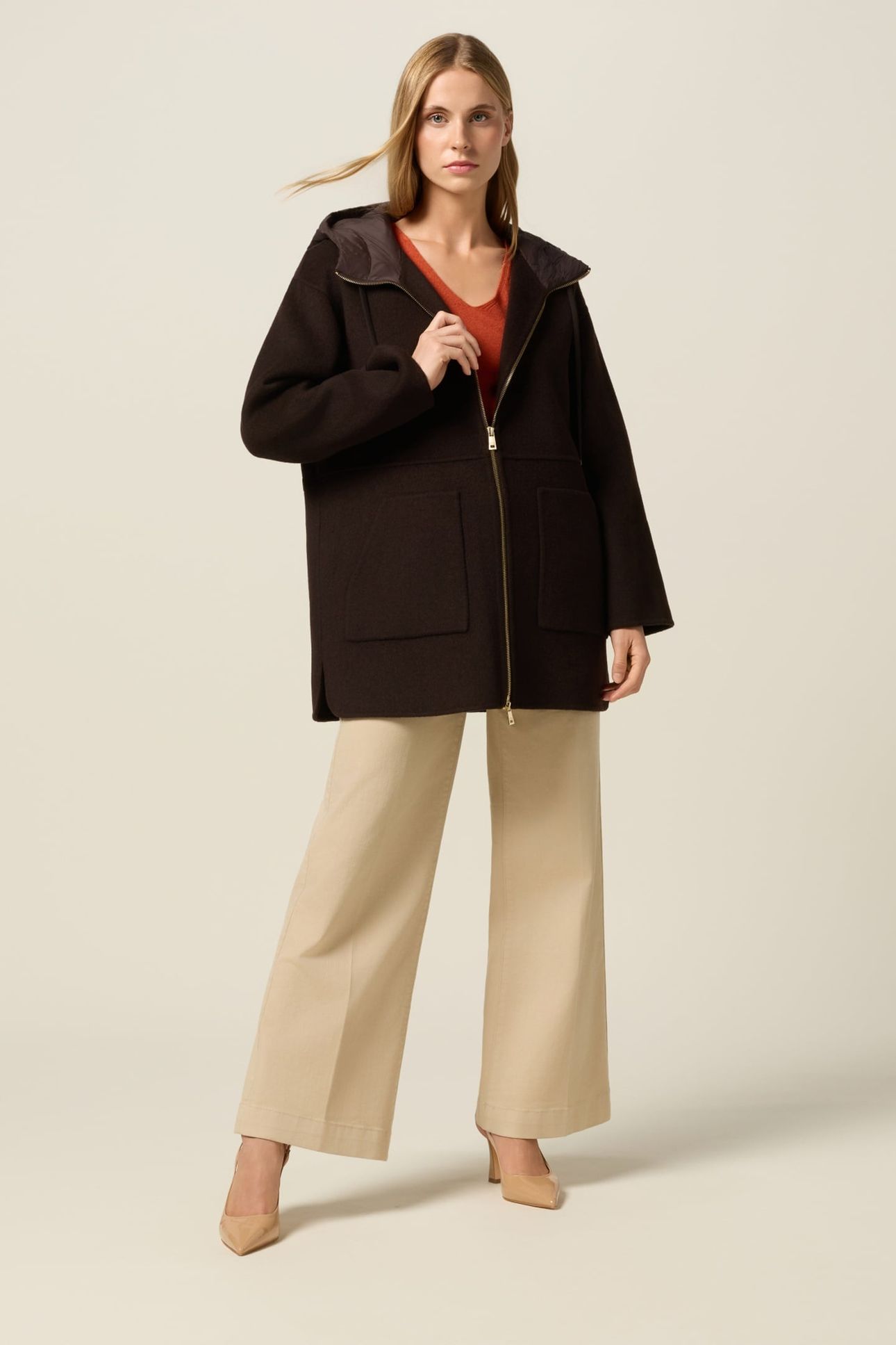 PADDED HOODED PARKA JACKET BROWN 1