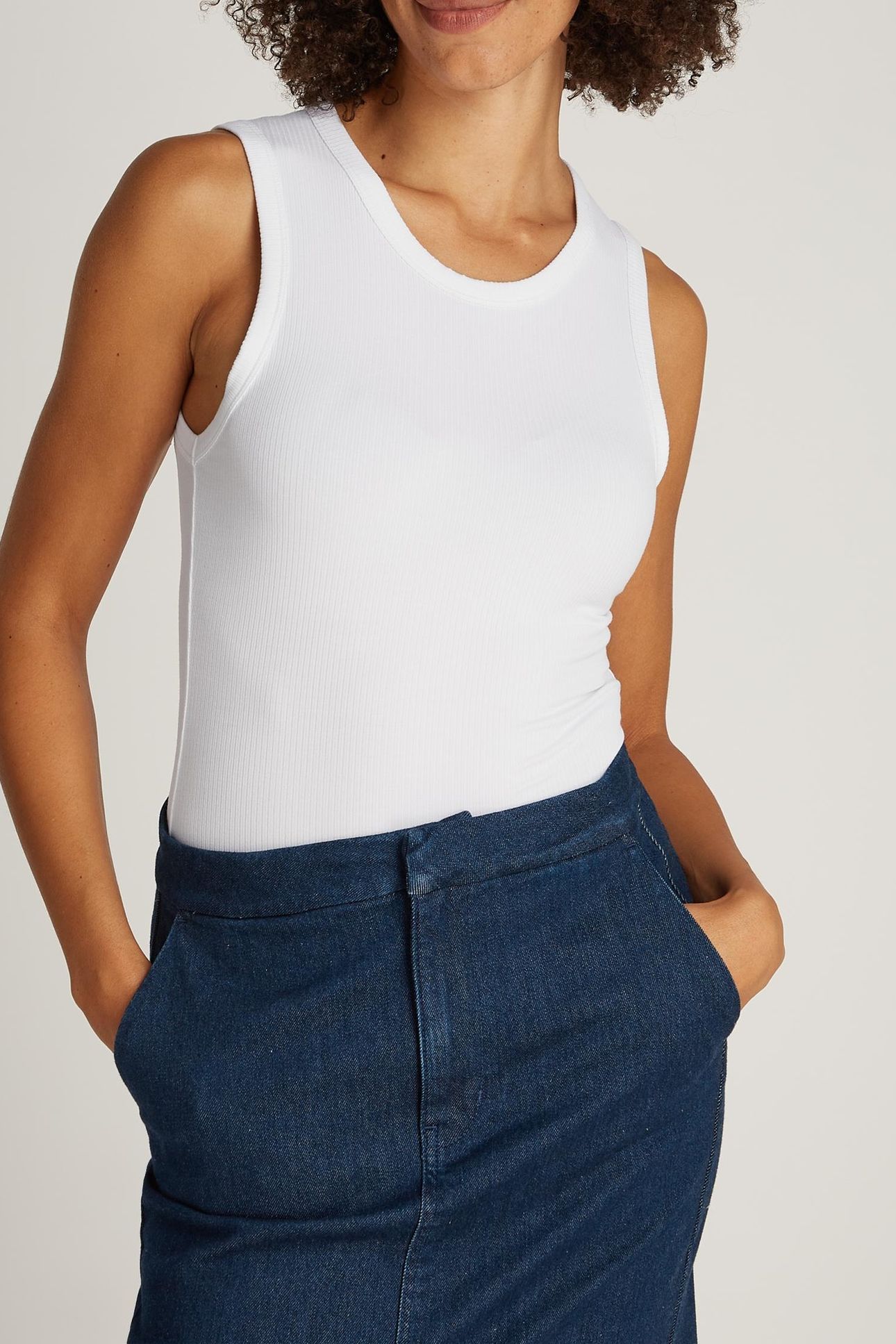 MODAL RIB C-NECK TANK BRIGHT WHITE 1