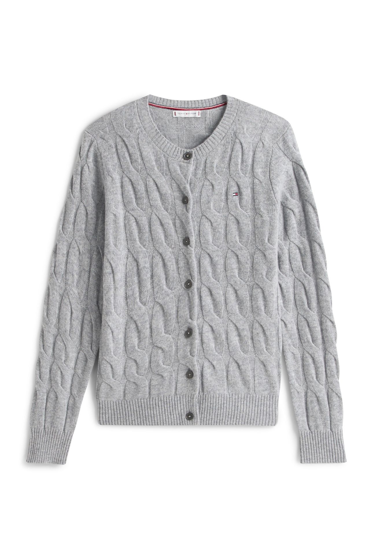 SOFT WOOL CABLE C-NECK MID GREY HEATHER 4
