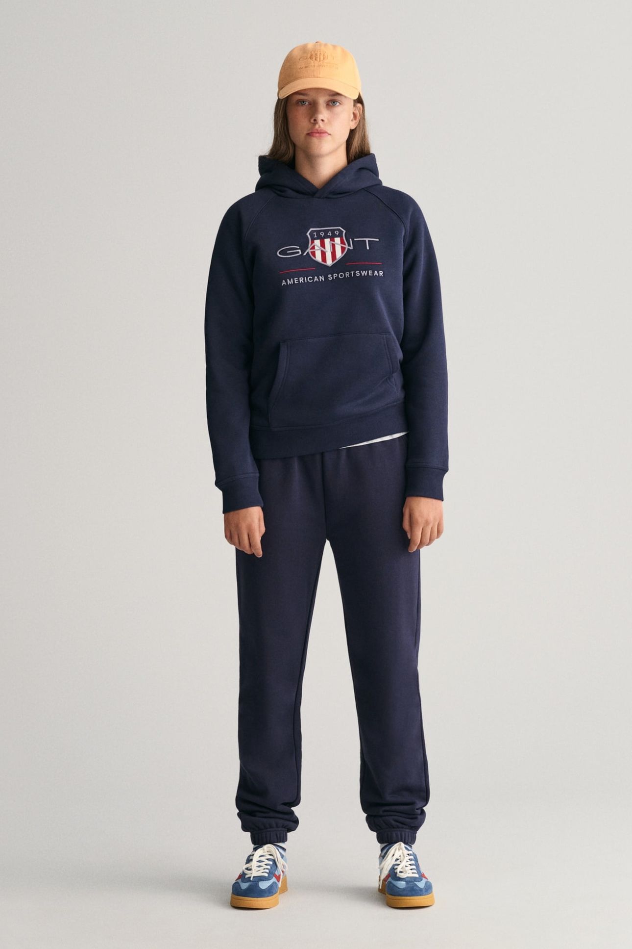 TEEN UNISEX ARCHIVE SHIELD HOODIE EVENING BLUE 1