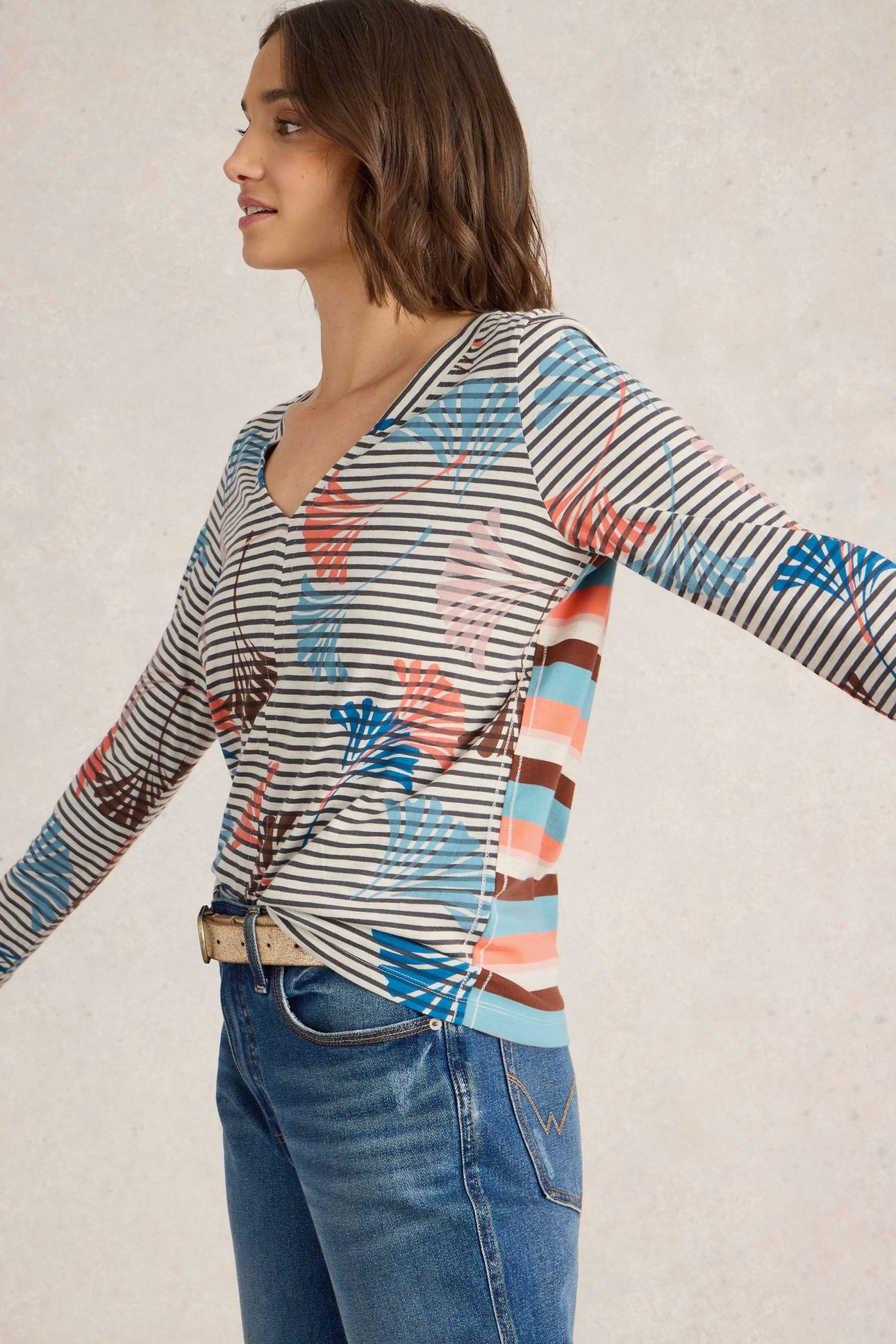 NELLY LS TEE CORAL MULTI 3