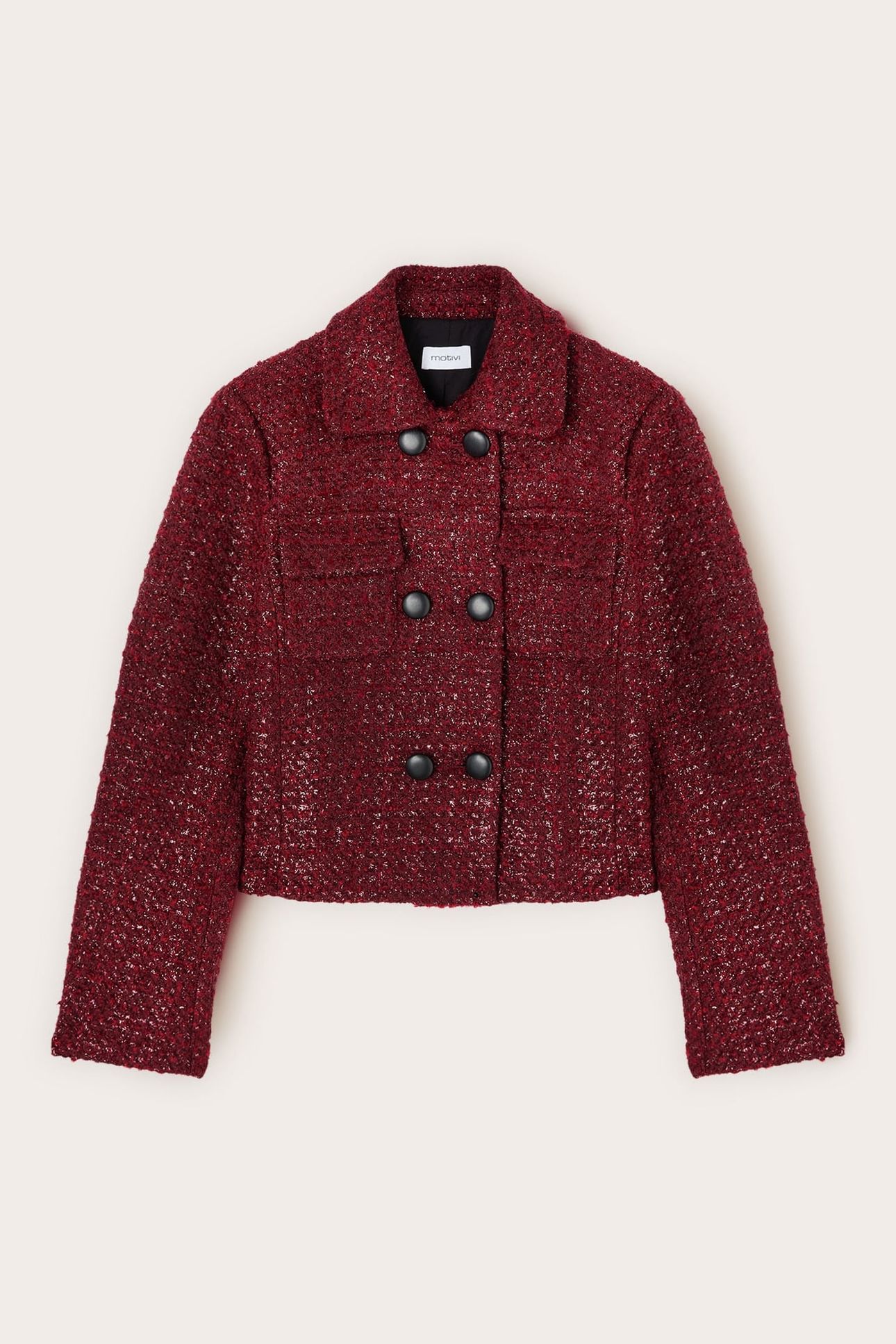DOUBLE-BREASTED BOUCLÉ JACKET BURGUNDY 4