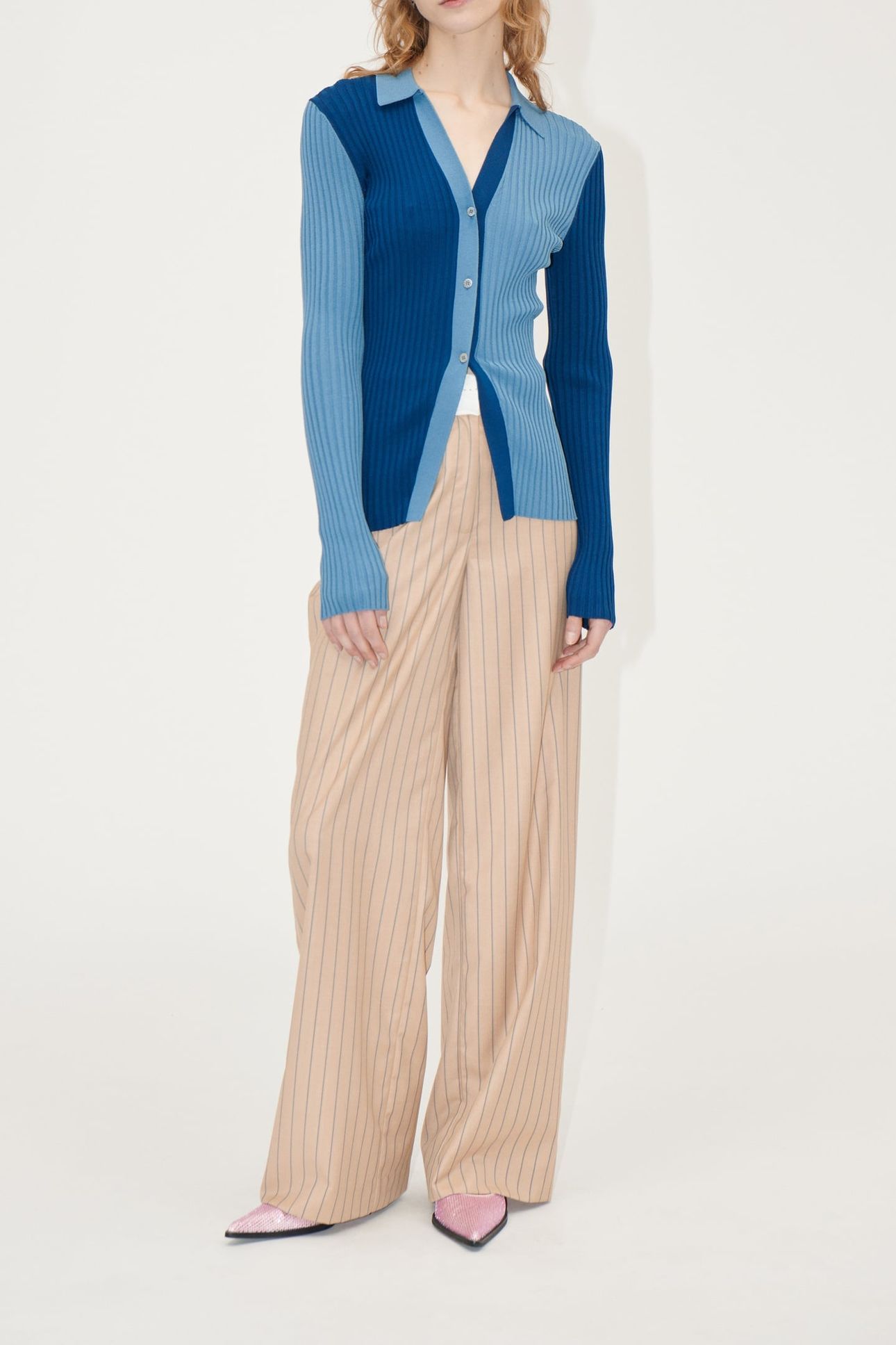REVERSED WIDE LEG PANTS MULTI STRIPES 1