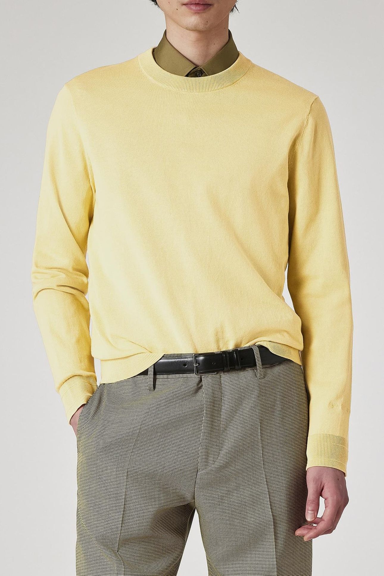 MENS SWEATER CREW NECK YELLOW 1