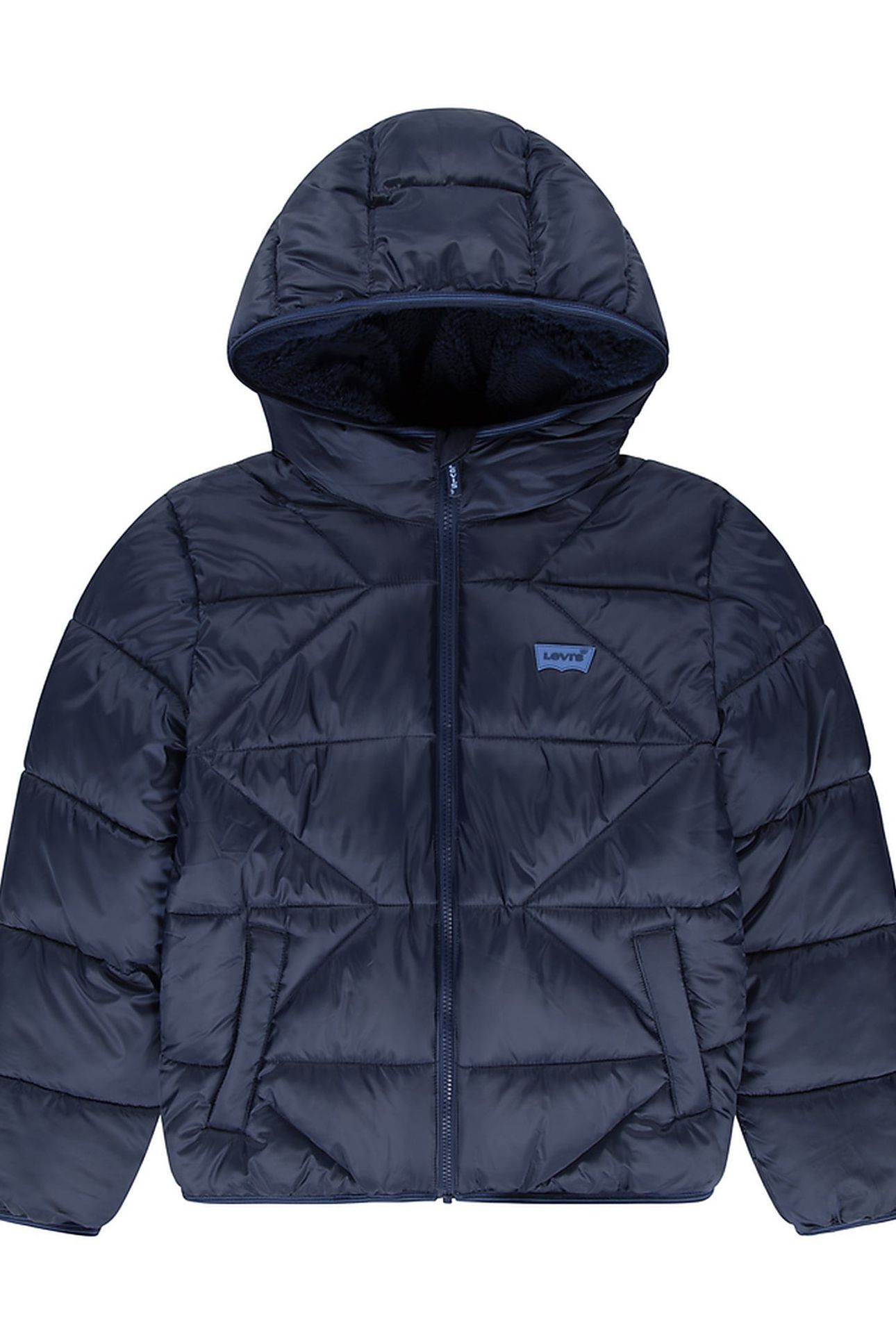 BOYS SHERPA LINED PUFFER JACKET DRESS BLUES 1