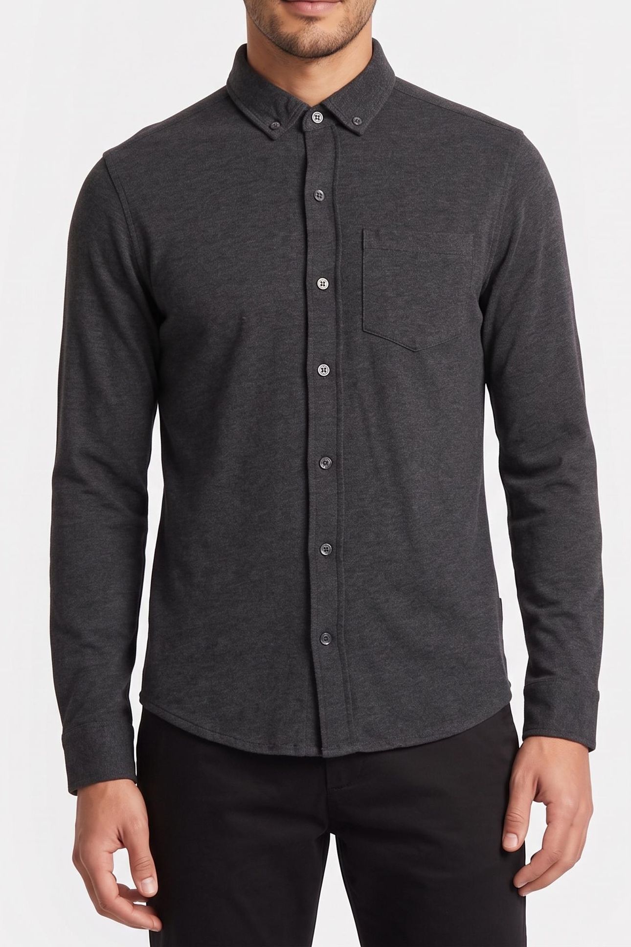 SHIRT POCKET LS CHARCOAL MEL 1