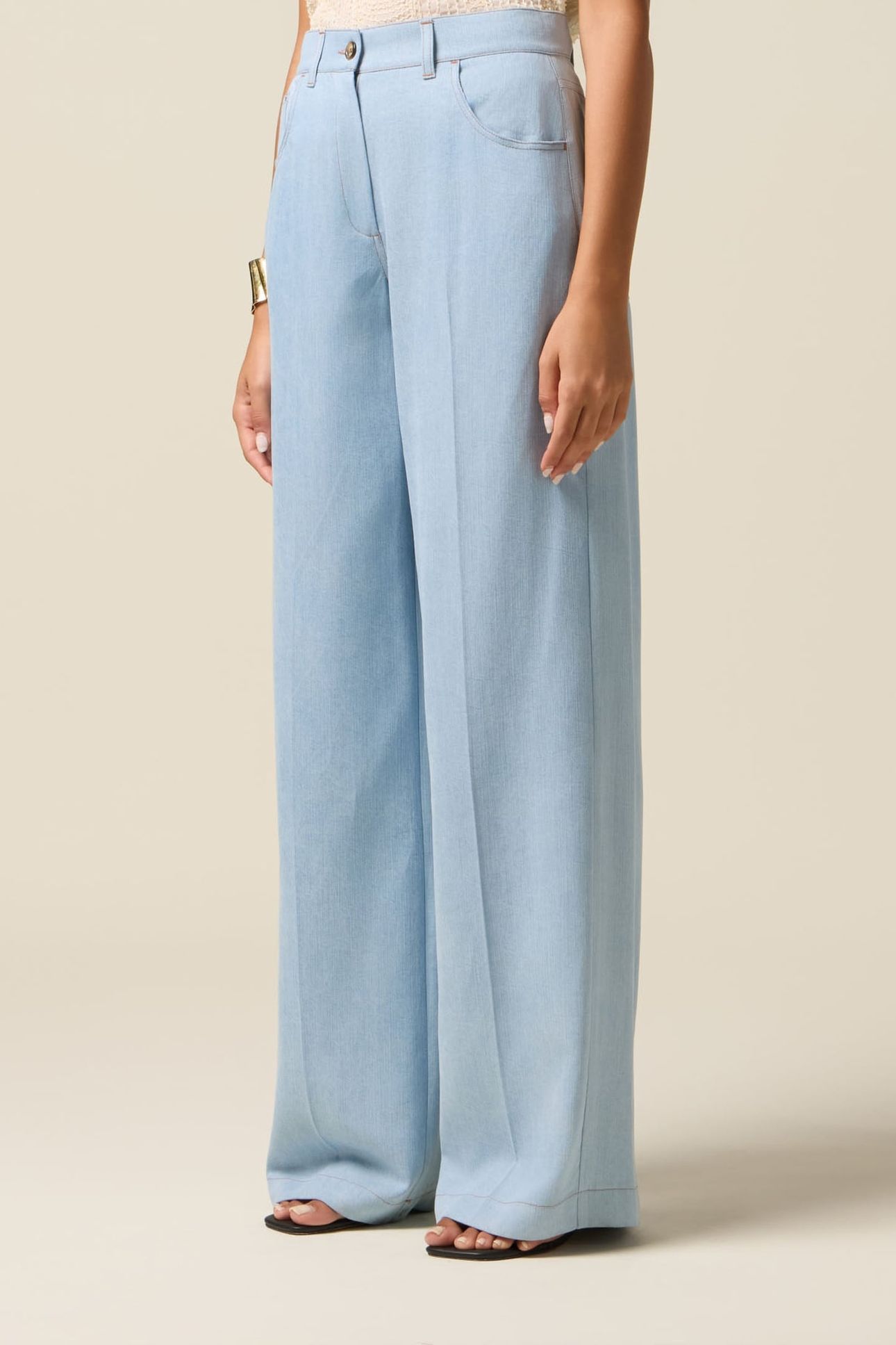 PALAZZO PANTS IN TENCEL LIGHT BLUE 1