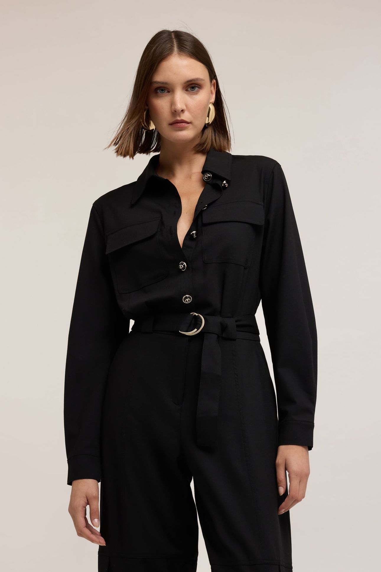 LONG JUMPSUIT IN WOOL BLEND FLANNEL BLACK 2