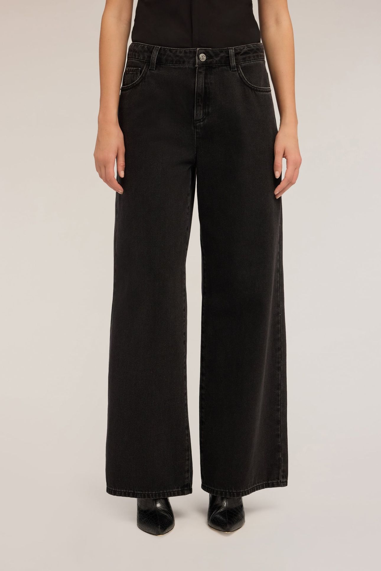 BLACK WIDE LEG SLOUCHY JEANS BLACK 2