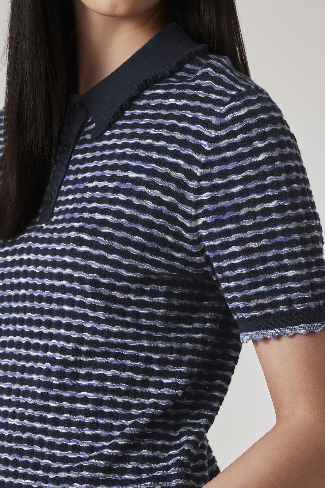 WOMENS KNITTED SS POLO SHIRT VERY DARK NAVY 8