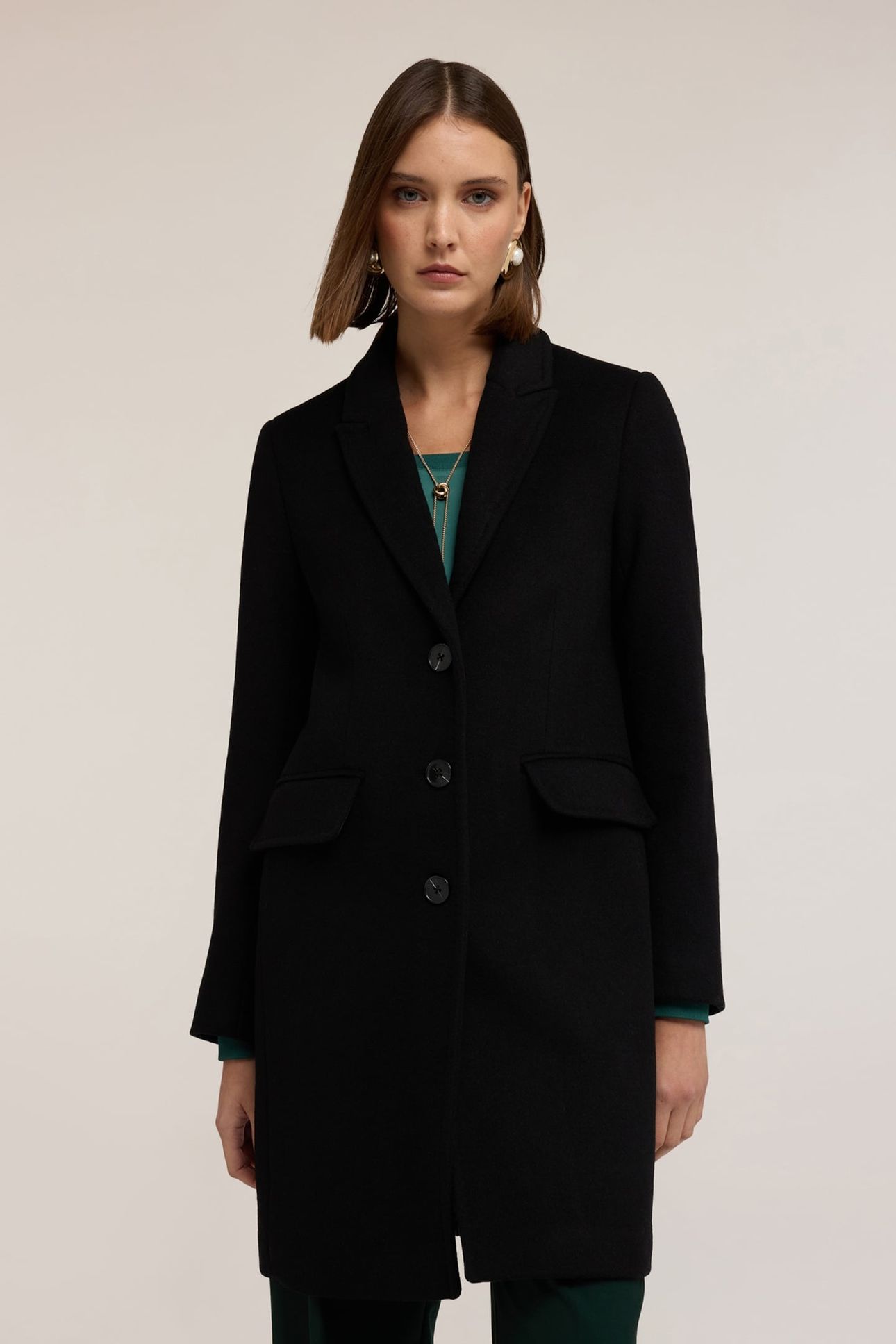 KNITTED WOOL BLEND COAT BLACK 1
