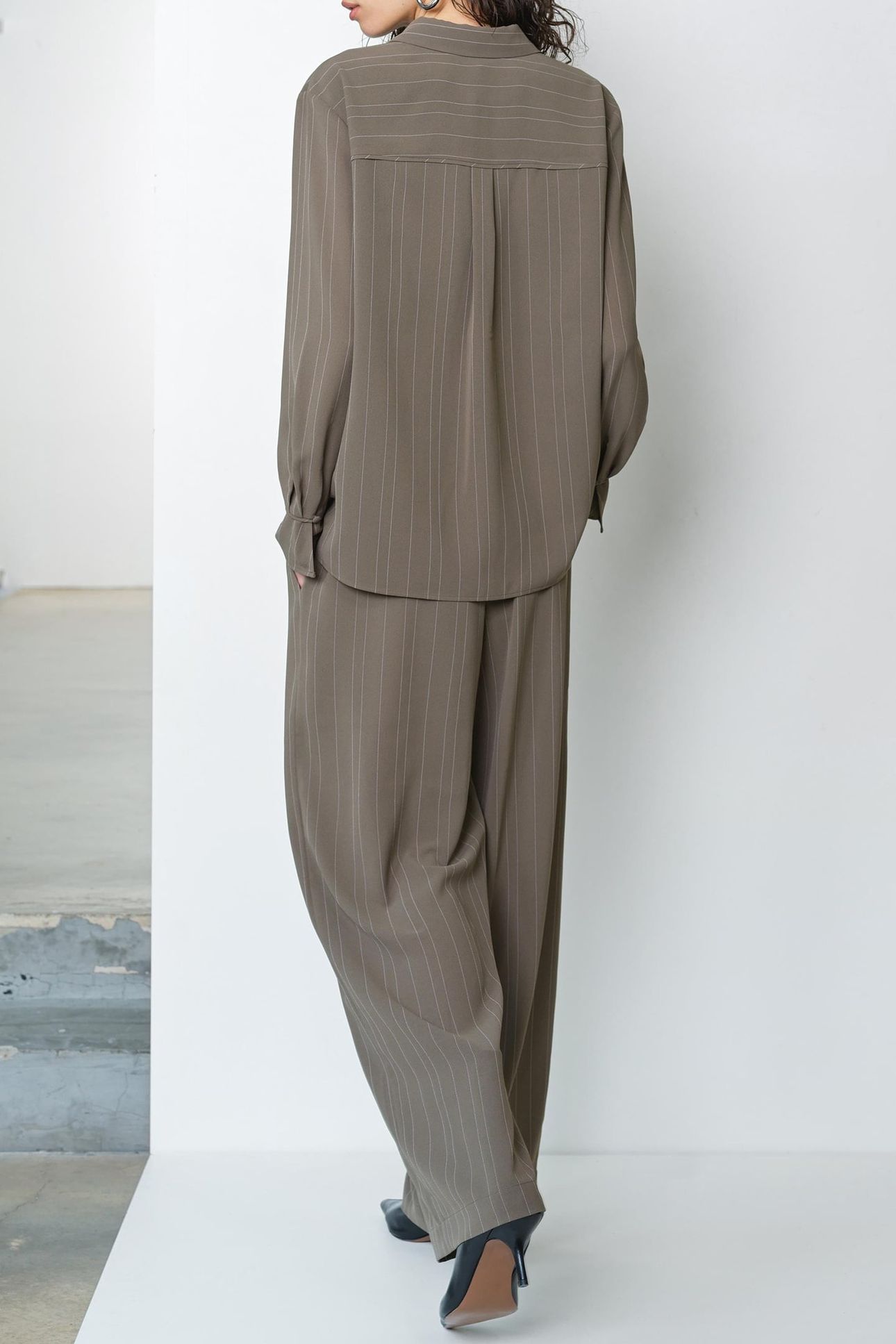 ERMA PINSTRIPE CONTRAST YOKE VINTAGE KHAKI/WHITE 2
