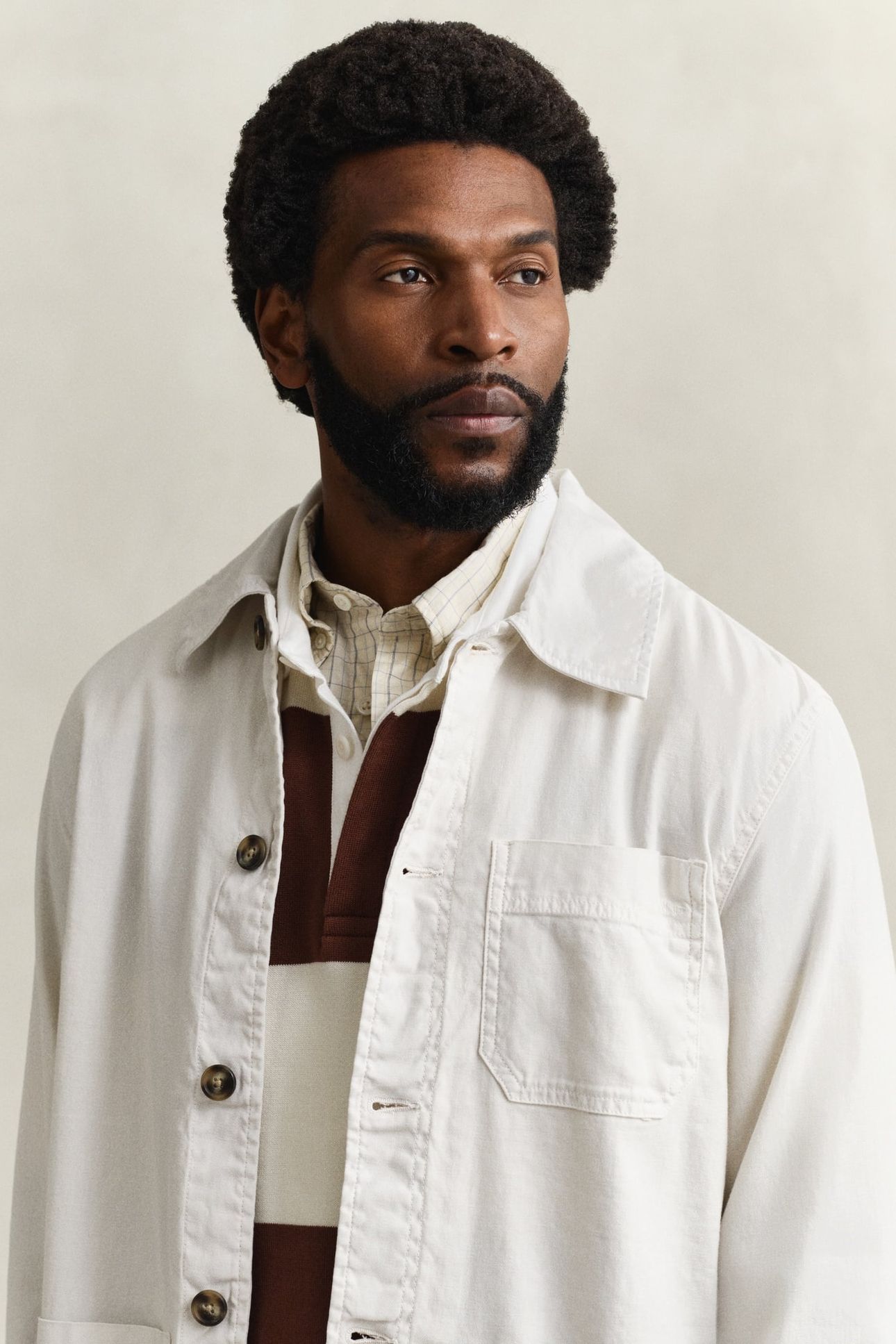 REG COTTON/LINEN OVERSHIRT SAND 5