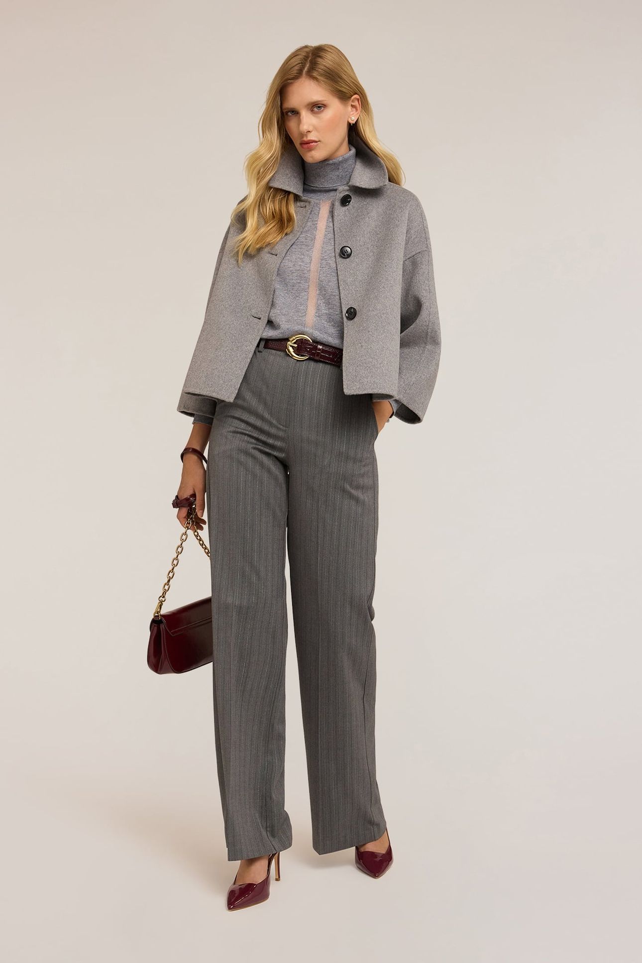 PINSTRIPED PALAZZO PANTS WITH LUREX GREY 1