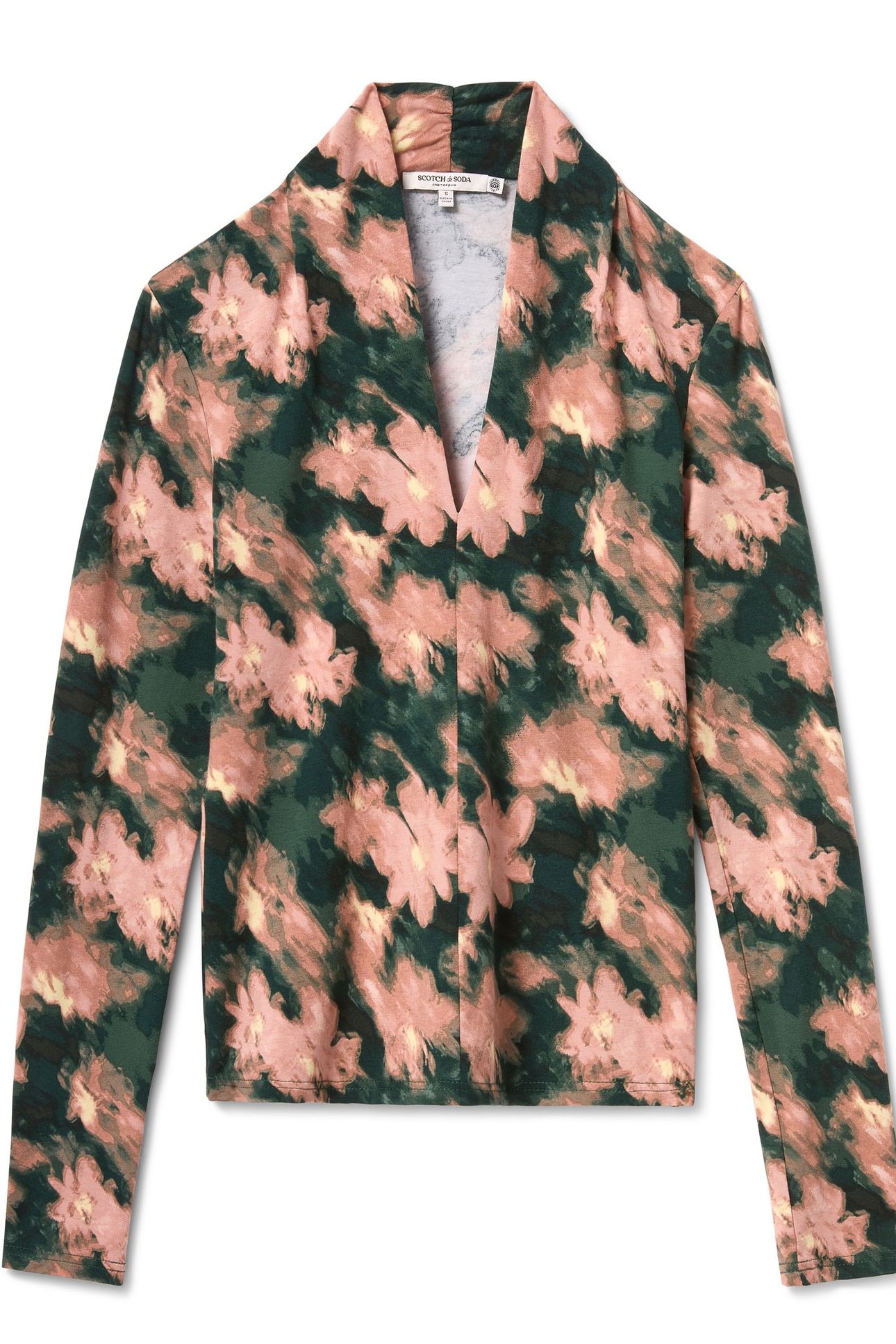 LONG SLEEVE KNIT TOP SCARAB BLURRED FLORAL 4