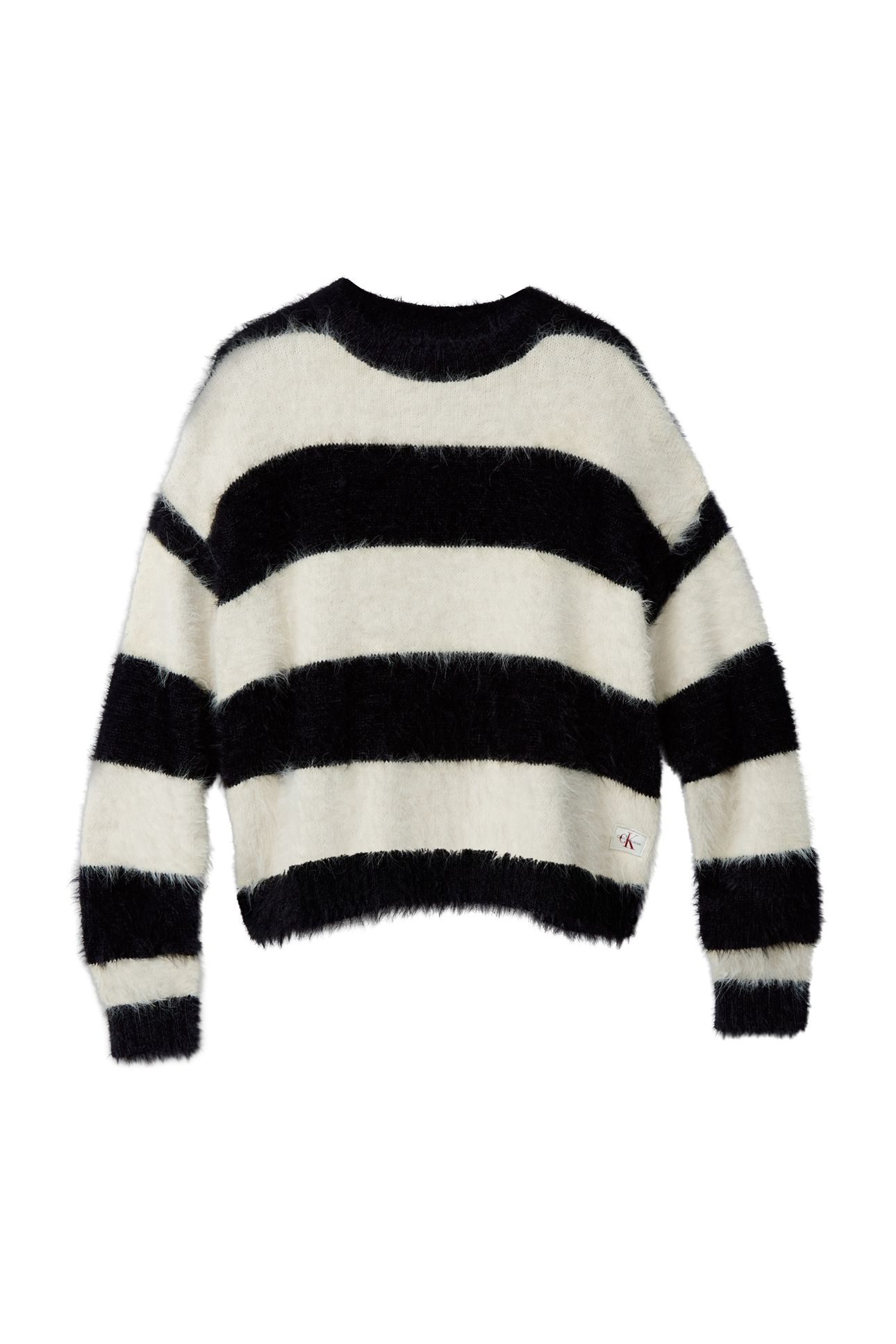GIRLS STRIPE CN SWEATER WHITECAP GRAY/BLACK 4