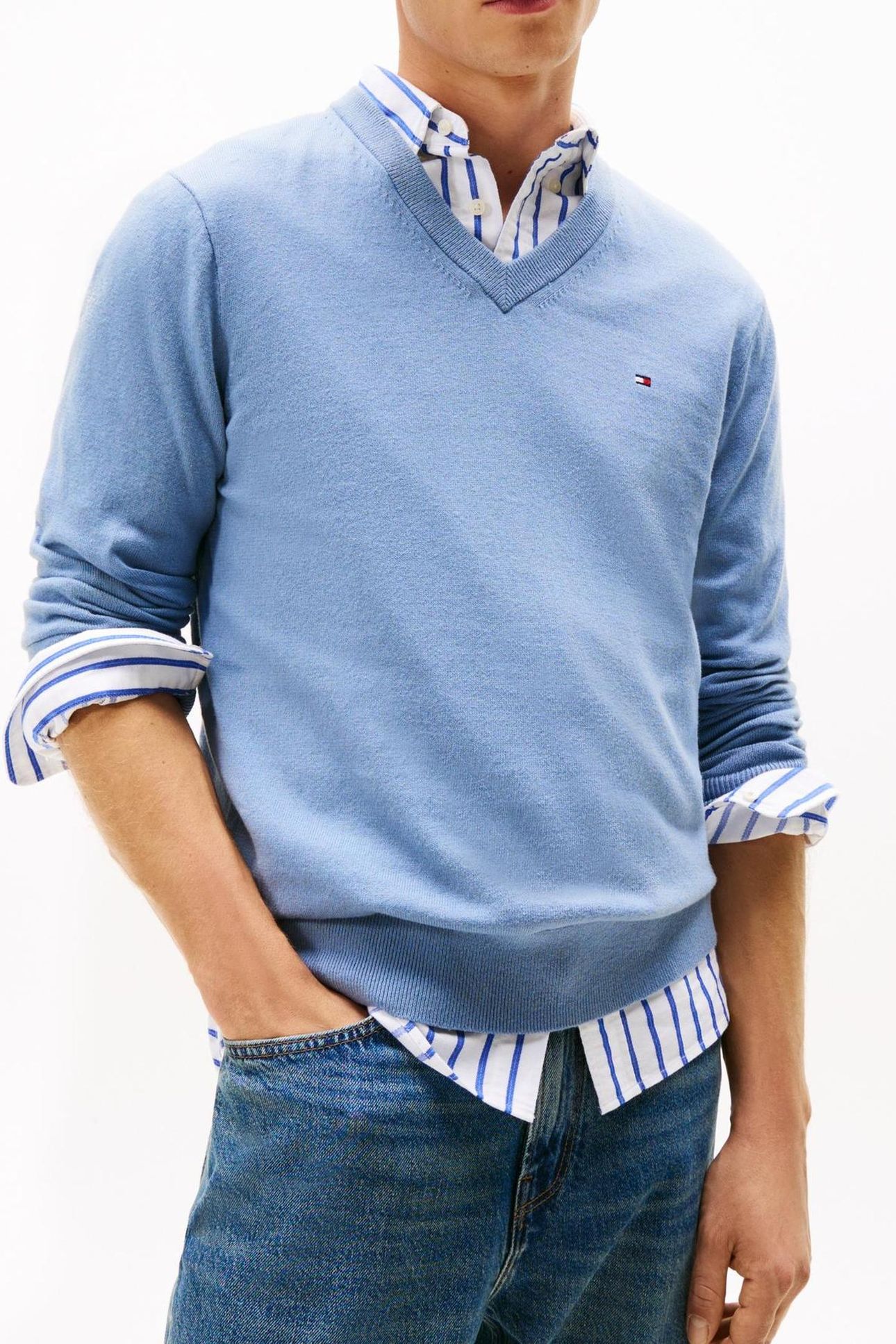PIMA COTTON CASHMERE SWEATER BRISK BLUE 1
