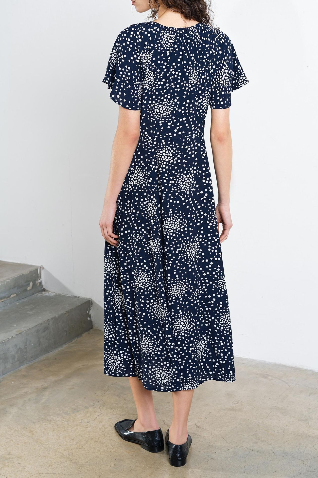 THEA LIZZIE MIDI TEA DRESS NAVY/PORCELAIN CREAM 2