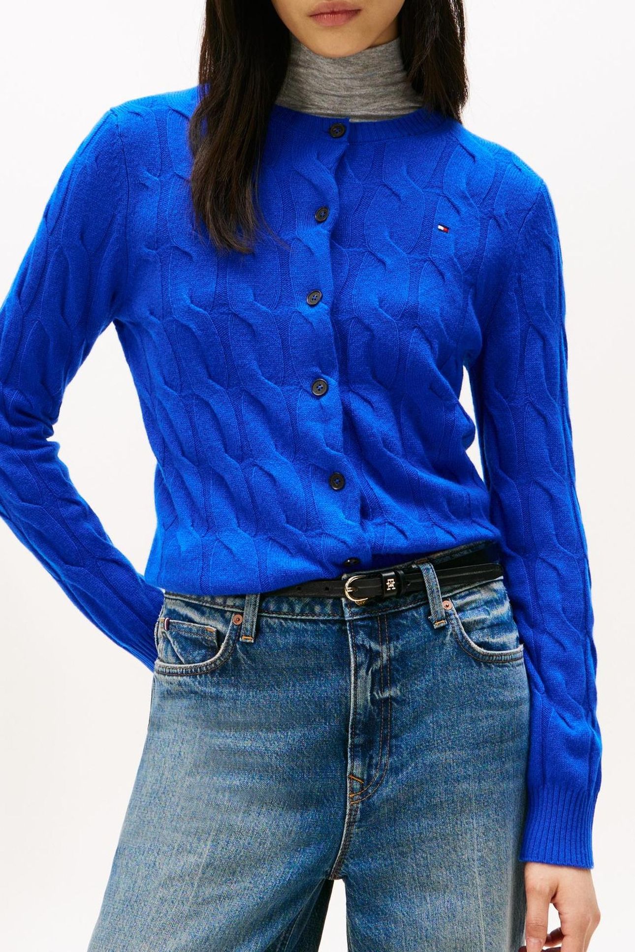 SOFT WOOL CABLE C-NECK COBALT 1