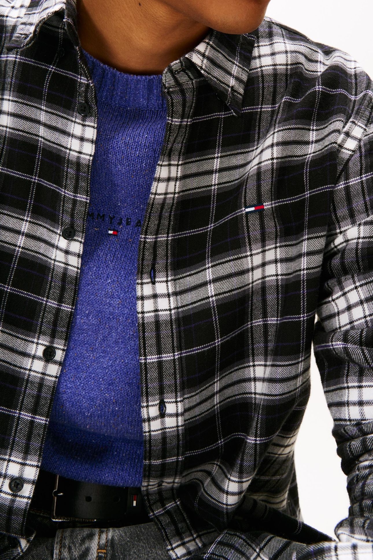 TJM REG FLANNEL CHECKED SHIRT BLACK/BIG CHECK 5