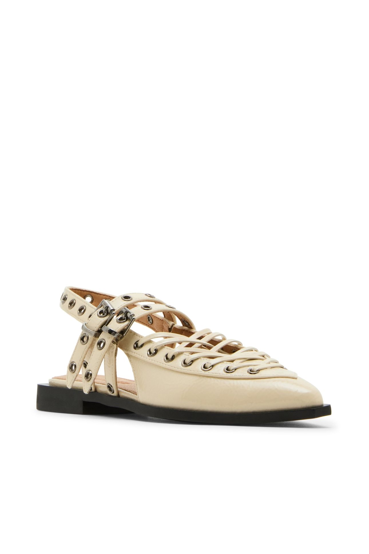 GALANTI FLAT SHOES BONE PATENT 2