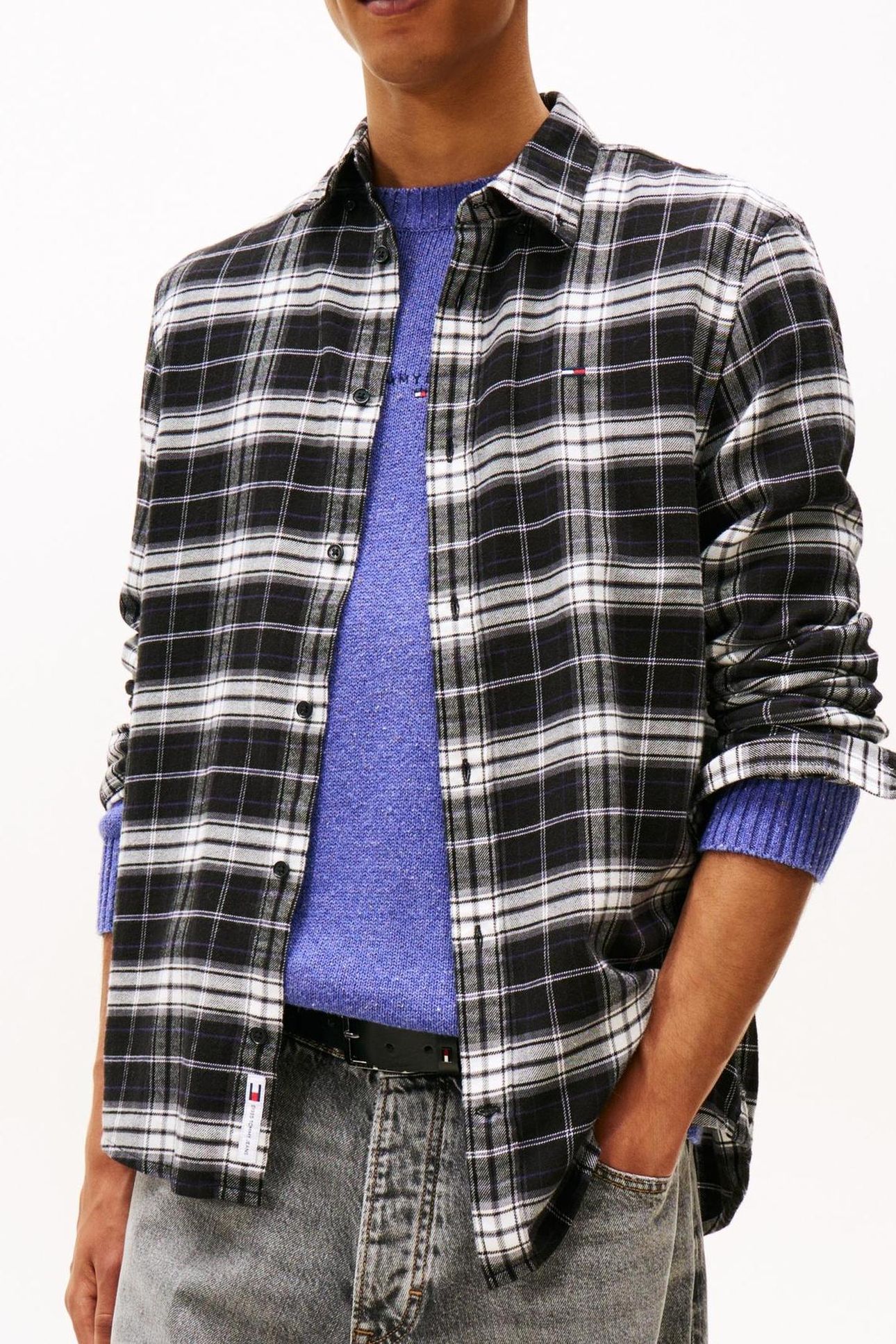 TJM REG FLANNEL CHECKED SHIRT BLACK/BIG CHECK 1